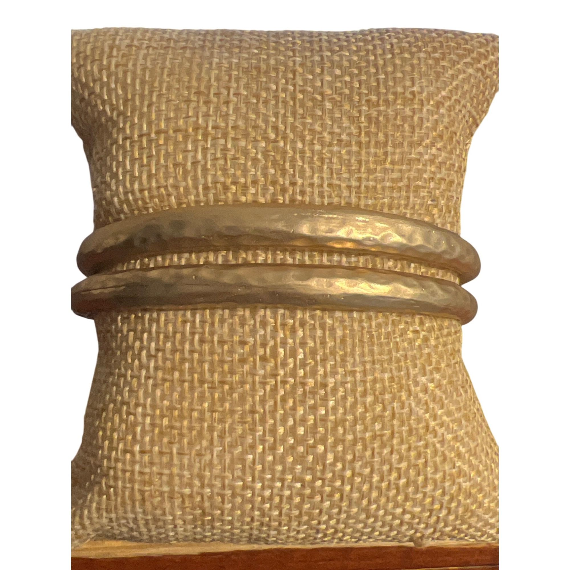Other Matte Gold Tone Hammered Double Cuff Bracelet Layered 1/2" W Size ONE SIZE - 1 Thumbnail