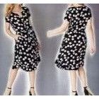 Designer J Jill Ladies Short Sleeve VNeck Black White Floral Belted M Size M / US 6-8 / IT 42-44 - 2 Thumbnail