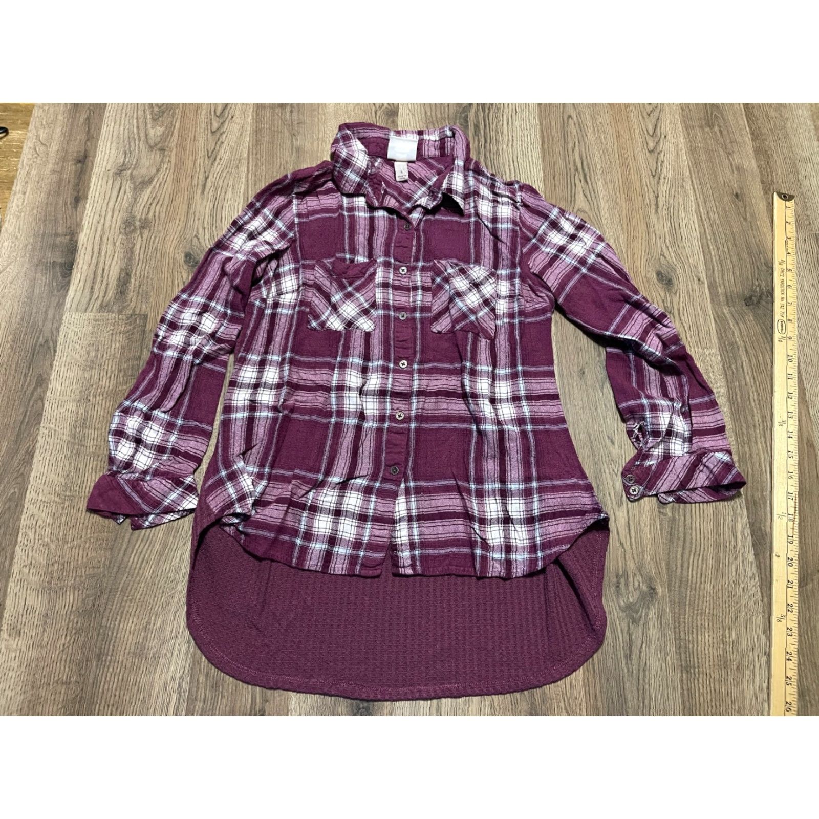 Vintage Knox Rose Shirt, Women's Large Button Up, Plaid White Purple, Duck Tail Size L / US 10 / IT 46 - 2 Thumbnail