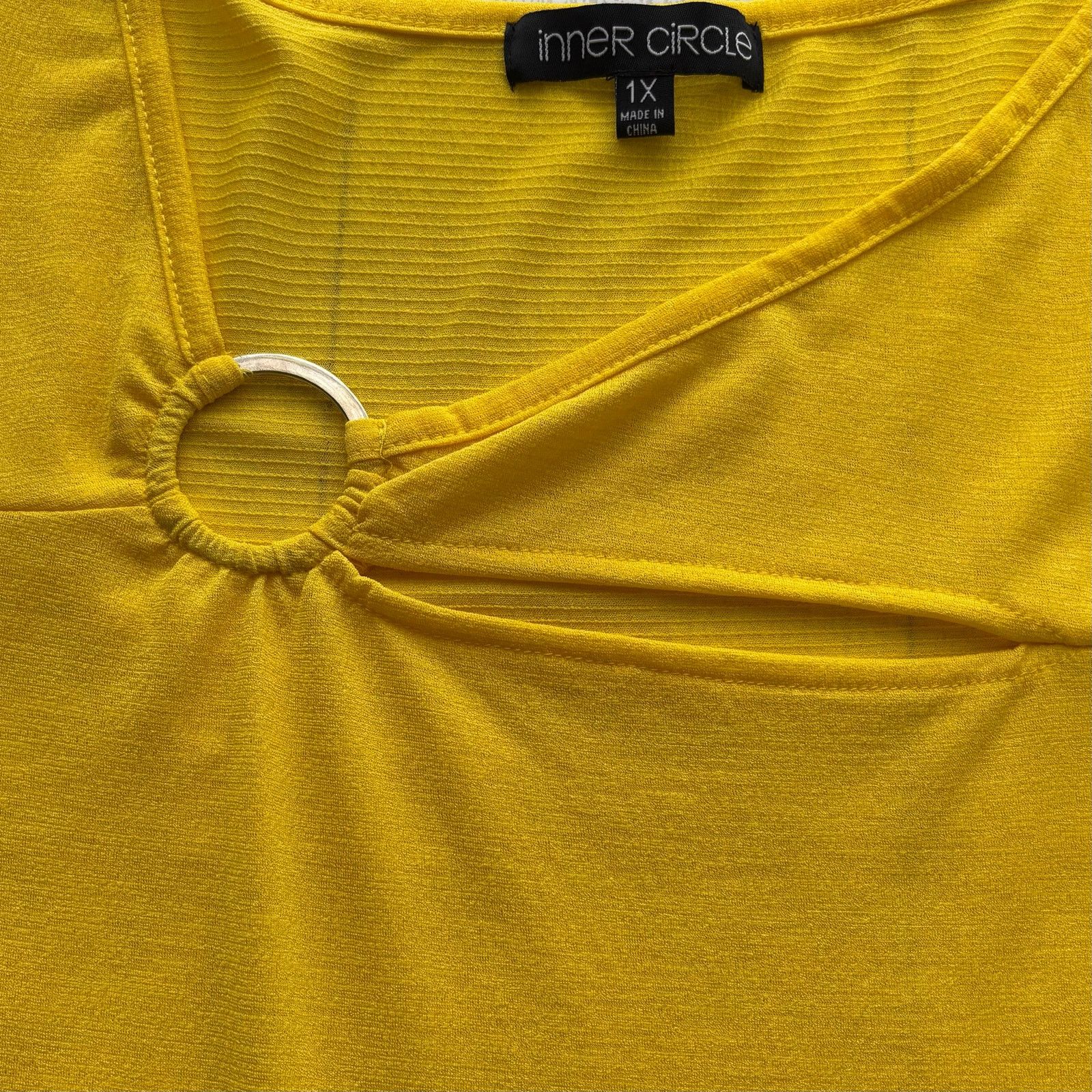 Other Inner Circle Yellow Asymmetrical Blouse 1X Cutout Top Size XL / US 12-14 / IT 48-50 - 9 Thumbnail