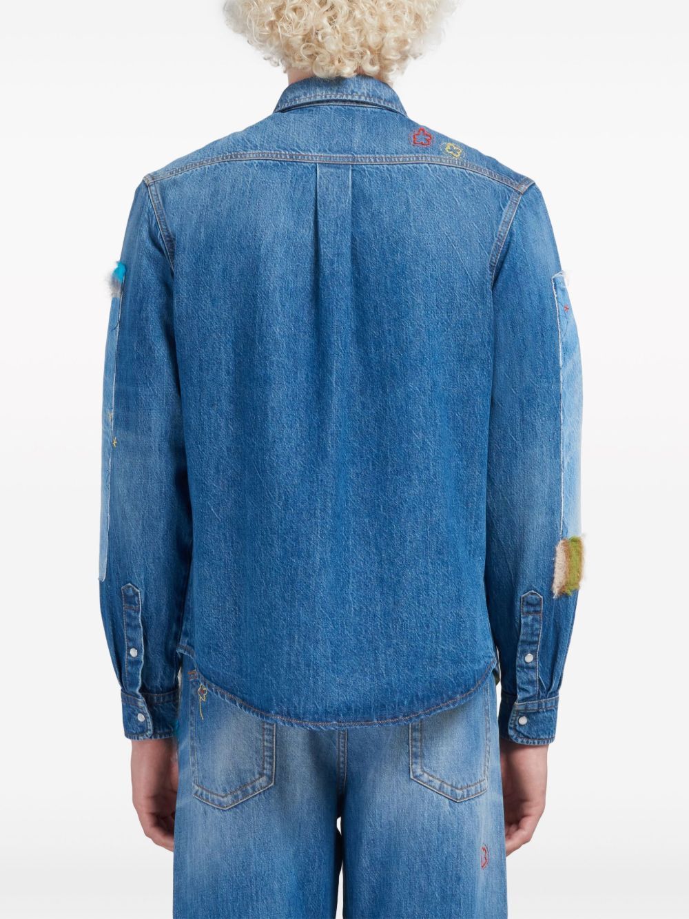 Marni o1w1db10125 Embroidered Denim Shirt in Multicolor Size US M / EU 48-50 / 2 - 4 Thumbnail