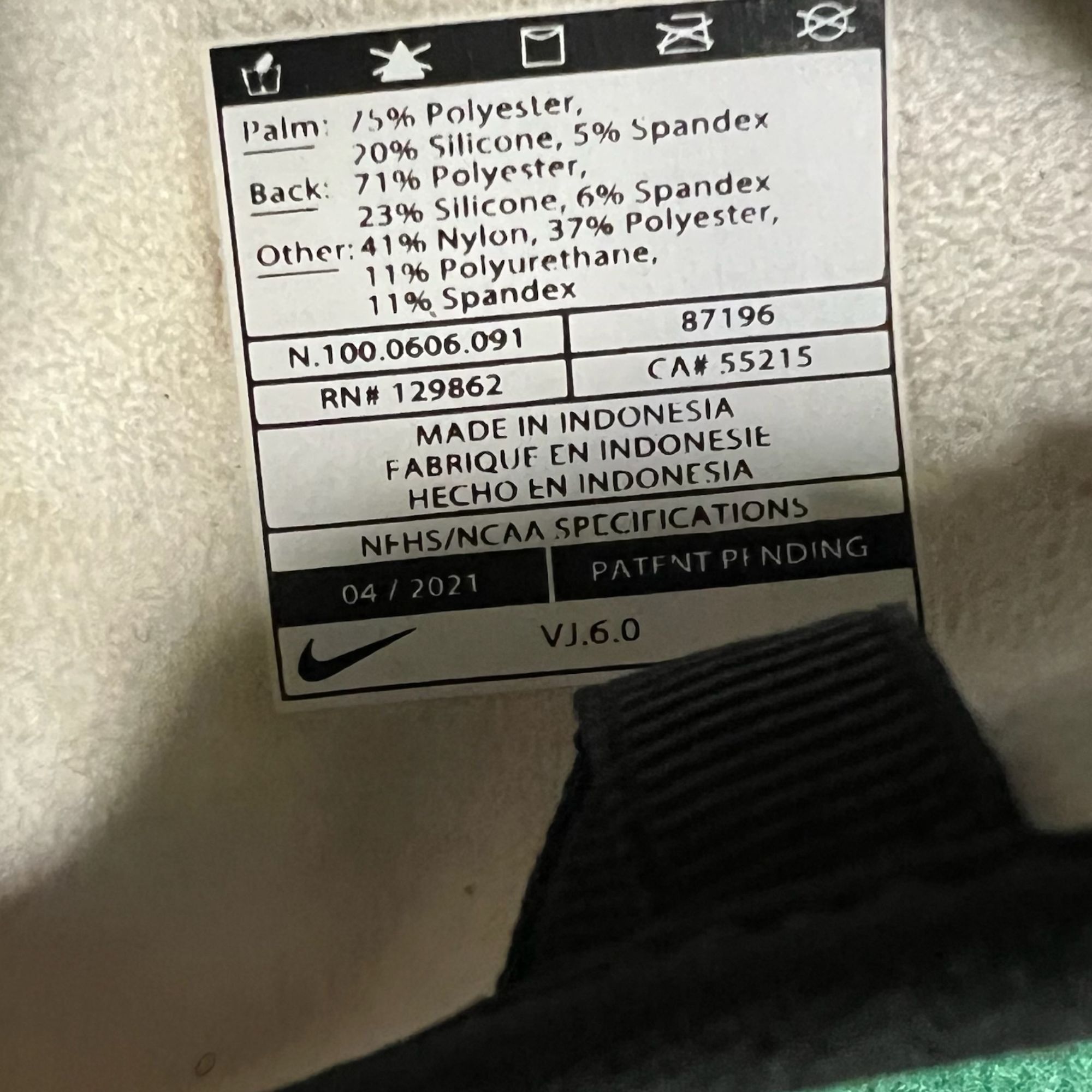 Nike Nike Vapor Jet 6.0 Football Receiver Gloves Black/White Ligh Size ONE SIZE - 6 Thumbnail