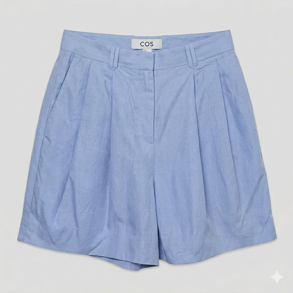 Cos COS Light Blue Linen Blend High Waisted Shorts Size 4 Size 27" / US 4 / IT 40 - 1 Thumbnail