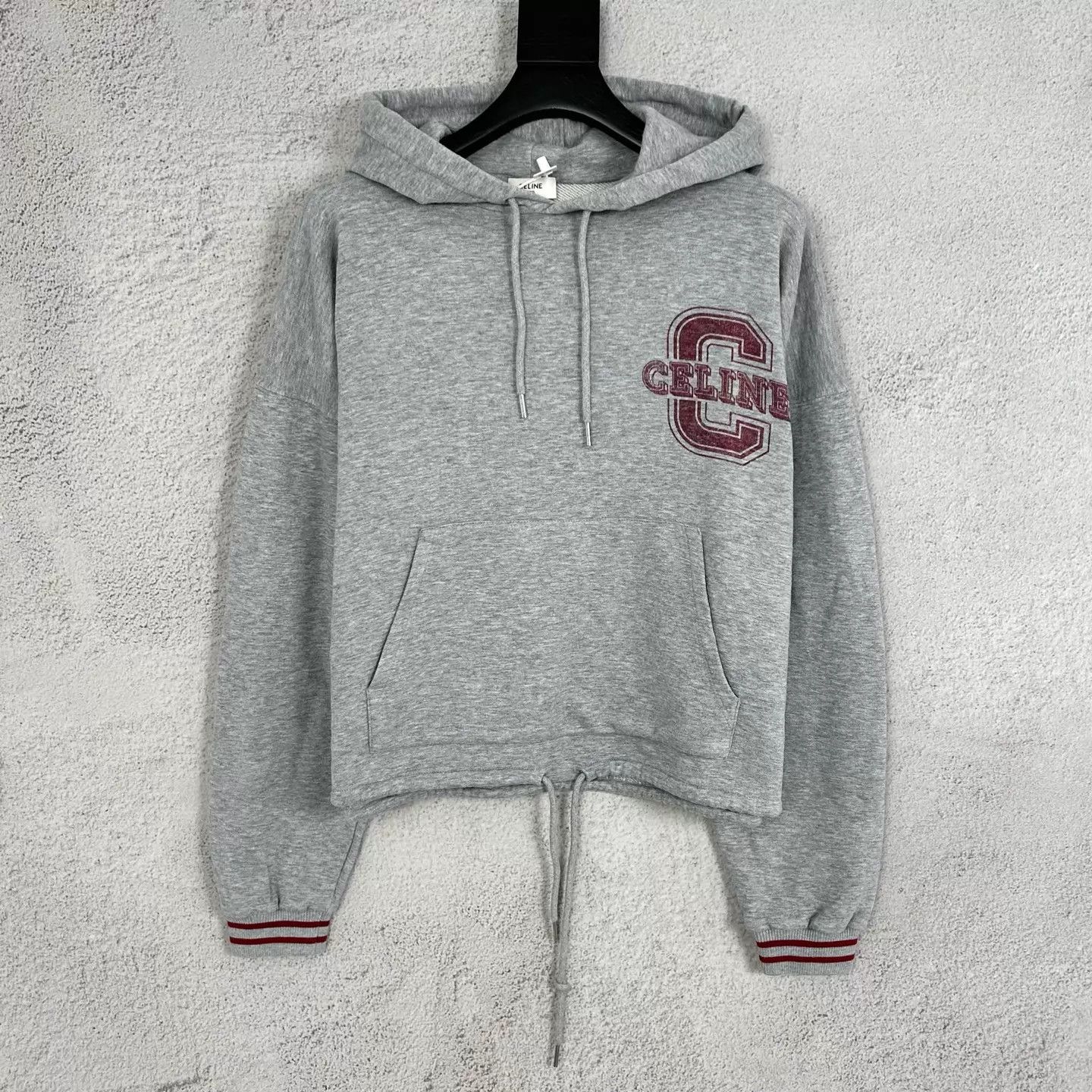 Celine Celine Gray Logo C Drawstring Hem Hoodie S Size S / US 4 / IT 40 - 1 Thumbnail
