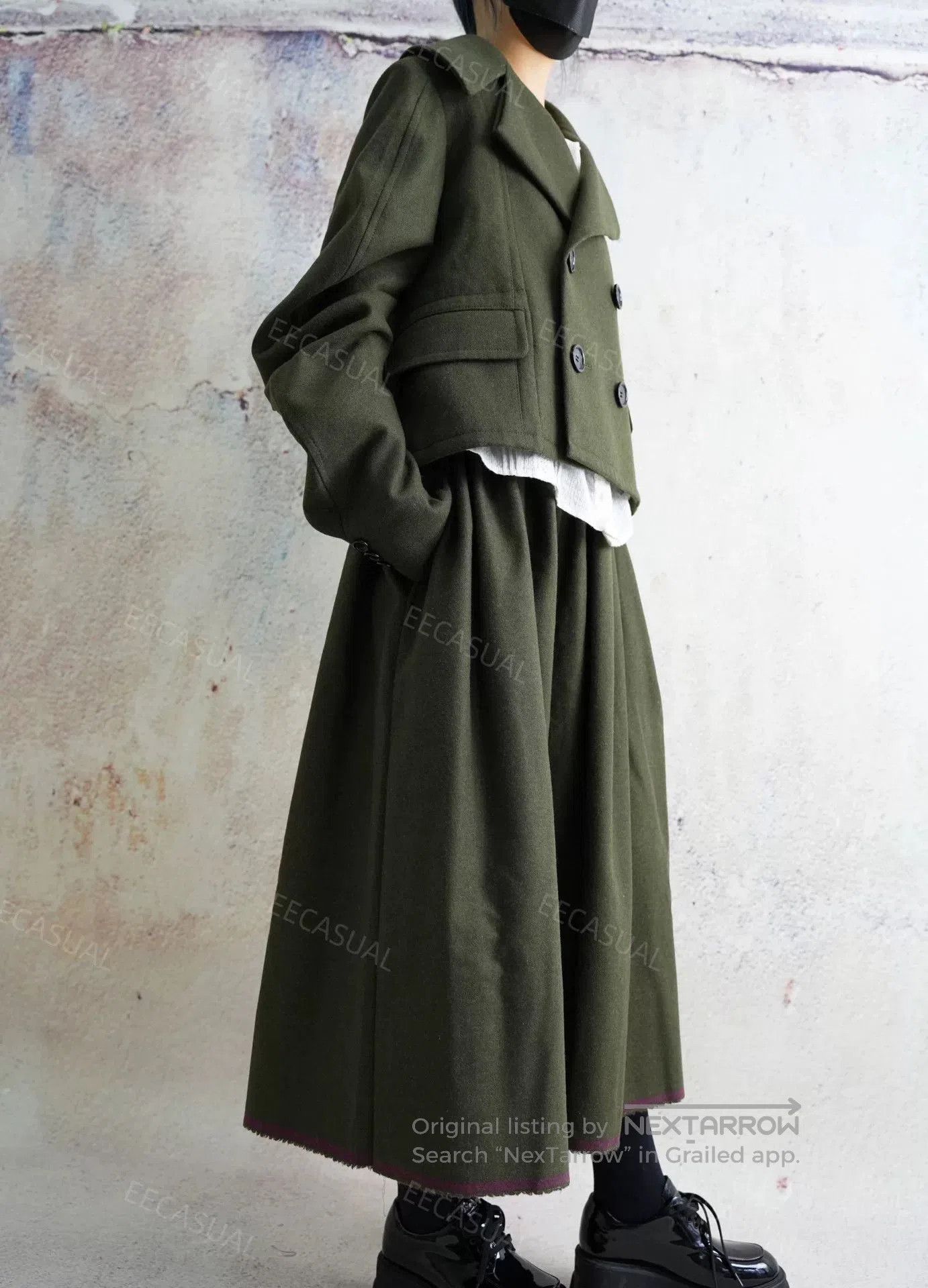 CDG by Comme des Garcons CDG Green Wool Midi Skirt Set. Size 25" / US 0 / IT 36 - 2 Thumbnail