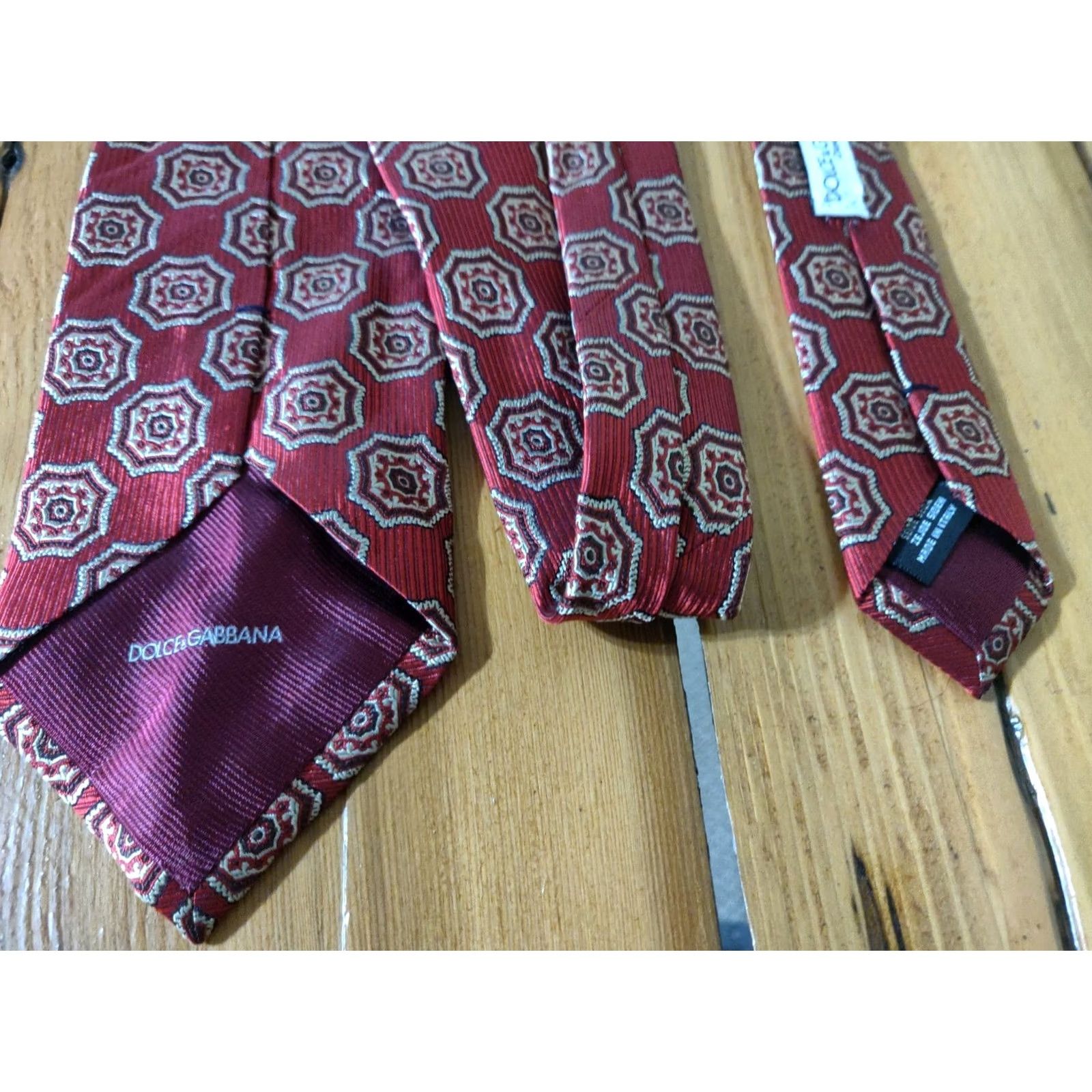 Dolce & Gabbana Dolce & Gabbana Neck Tie 100% Silk Red Geometric Designer Made in Italy Men's Size ONE SIZE - 3 Thumbnail