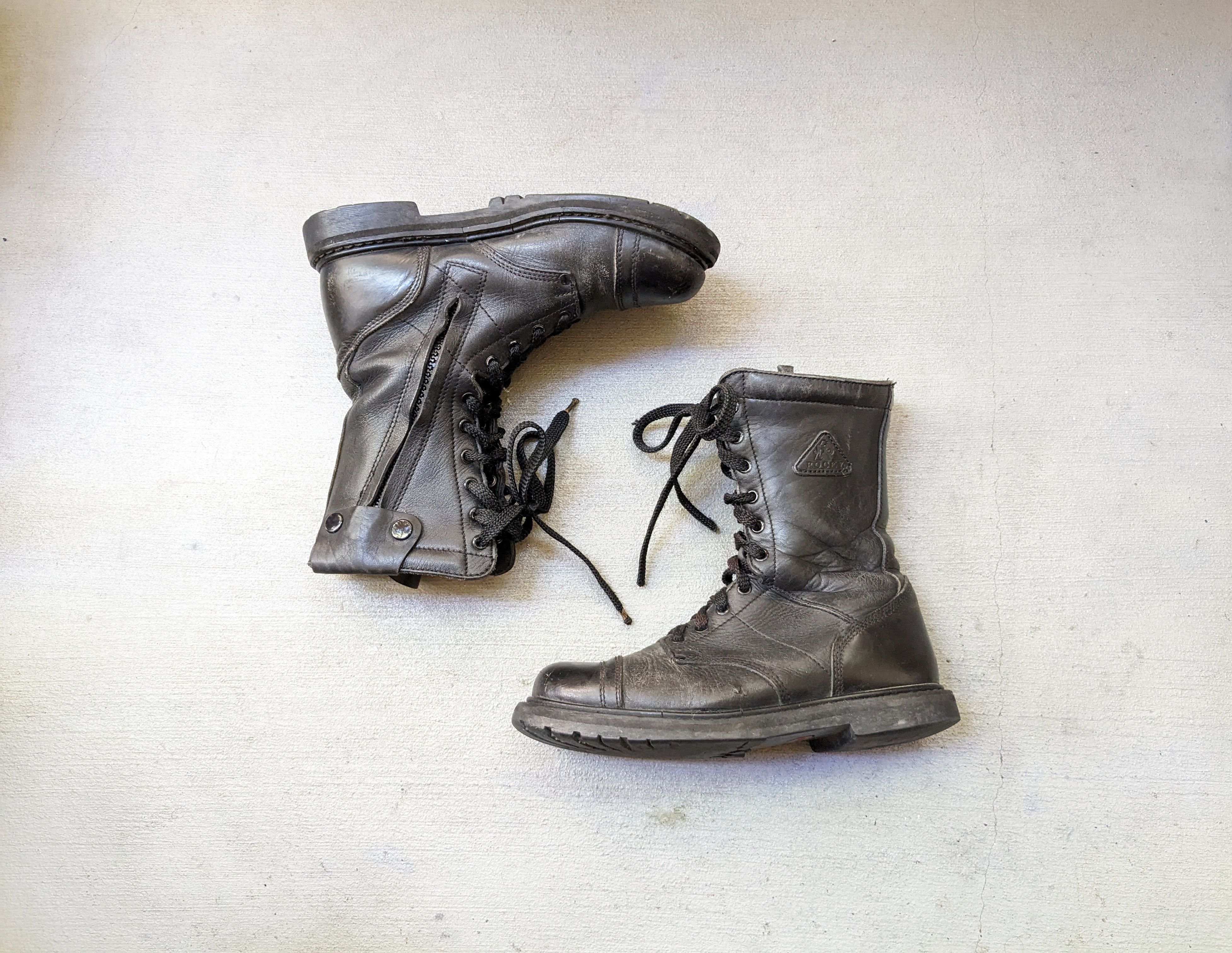 Genuine Leather Vintage Combat Boots Black 9.5 Leather Chunky Biker Moto Size US 9.5 / EU 42-43 - 1 Thumbnail