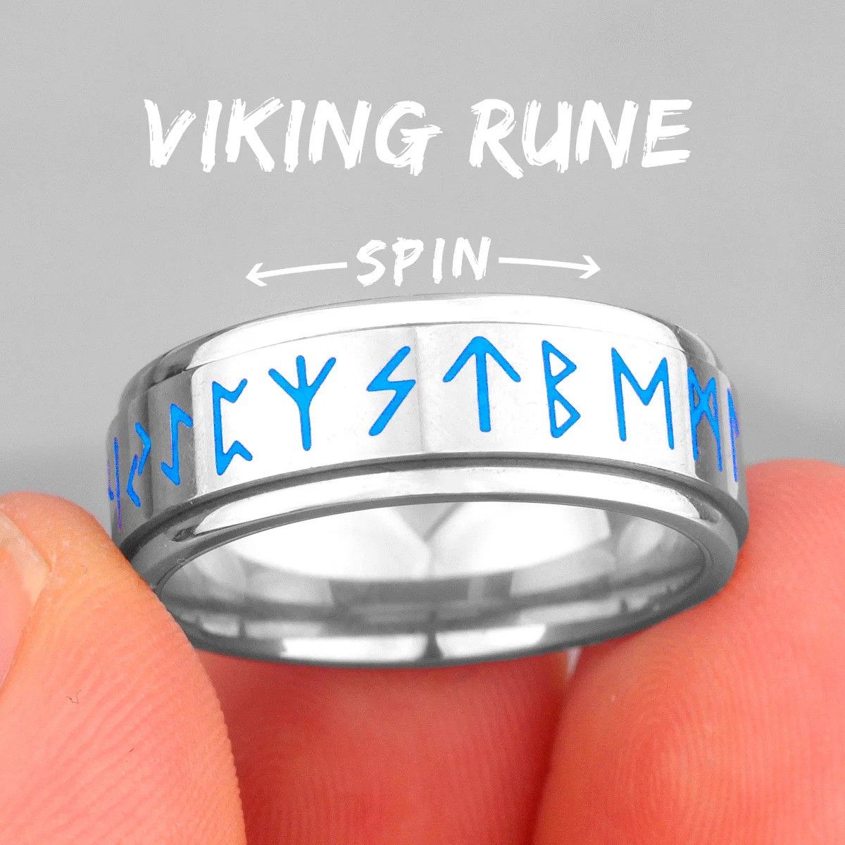 Jewelry Viking Rune Spin Luminous Ring Streetwear Fashion Gift Size ONE SIZE - 5 Thumbnail