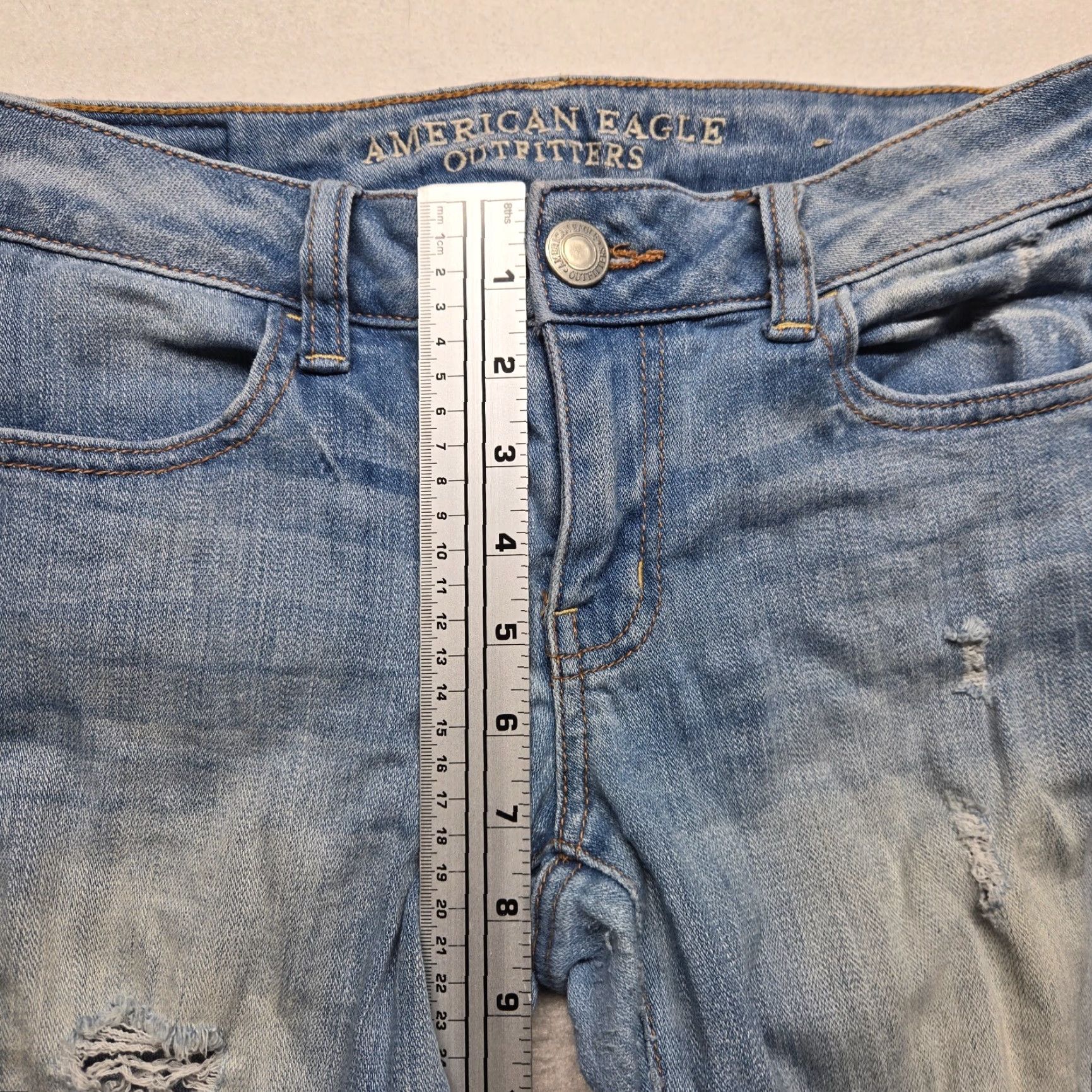 American Eagle Outfitters American Eagle Outfitters Jeans Denim Light Wash Distressed 2 Womens Jegging Stretch 5-Pocket Design Regular Blue Pants 90s Womens Size 26" / US 2 / IT 38 - 6 Thumbnail