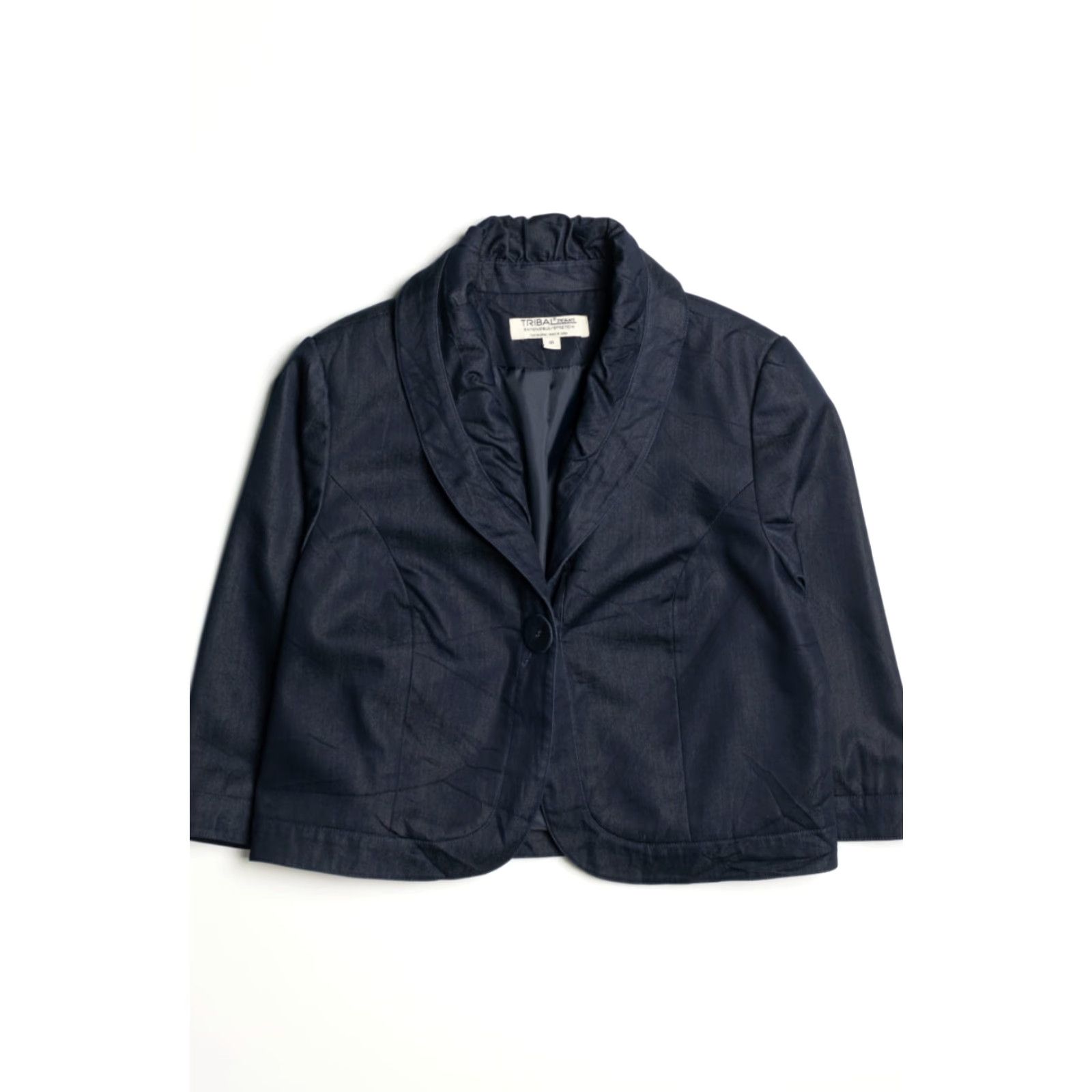 Vintage VINTAGE Tribal Jeans Blazer Medium Dark Blue Stretch Women's Jacket Size 32" / US 10 / IT 46 - 3 Thumbnail
