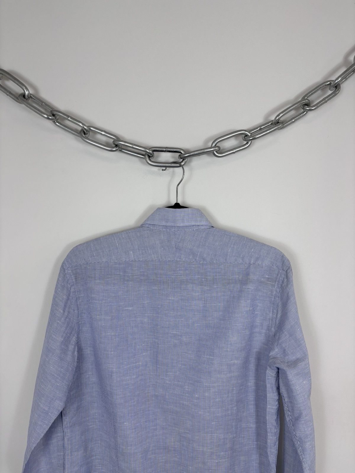 Suitsupply Suitsupply Light Blue Striped Cotton Linen Button Up Shirt Size US S / EU 44-46 / 1 - 15 Thumbnail