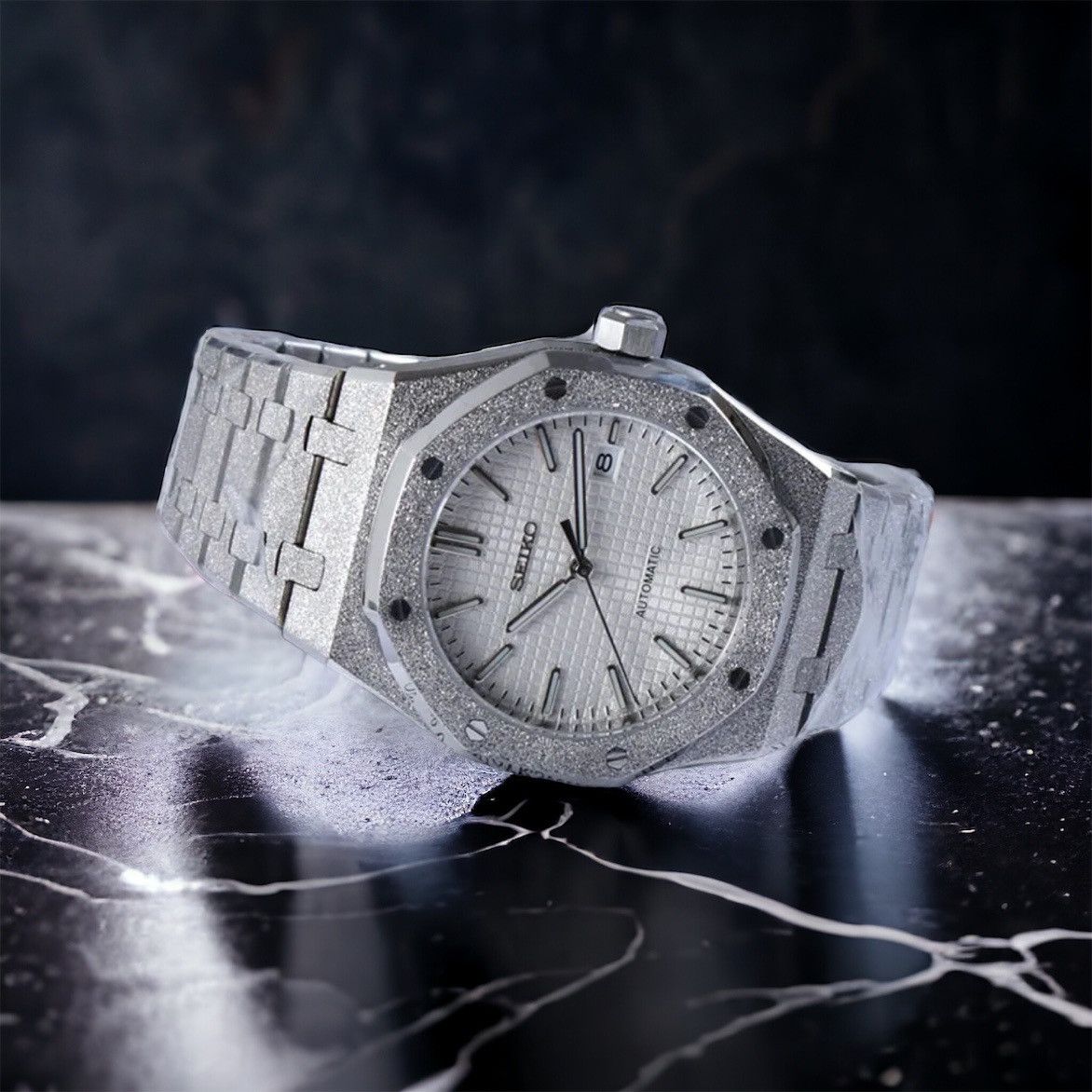 Iced out seiko watch sale