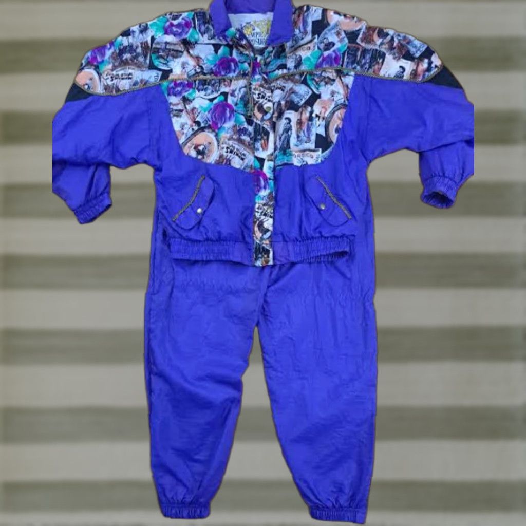 VINTAGE Olympic Exposure Western Annie Oakley Print Nylon Tracksuit Set M Women Multicolor Jogger Western Theme Mens? Women?