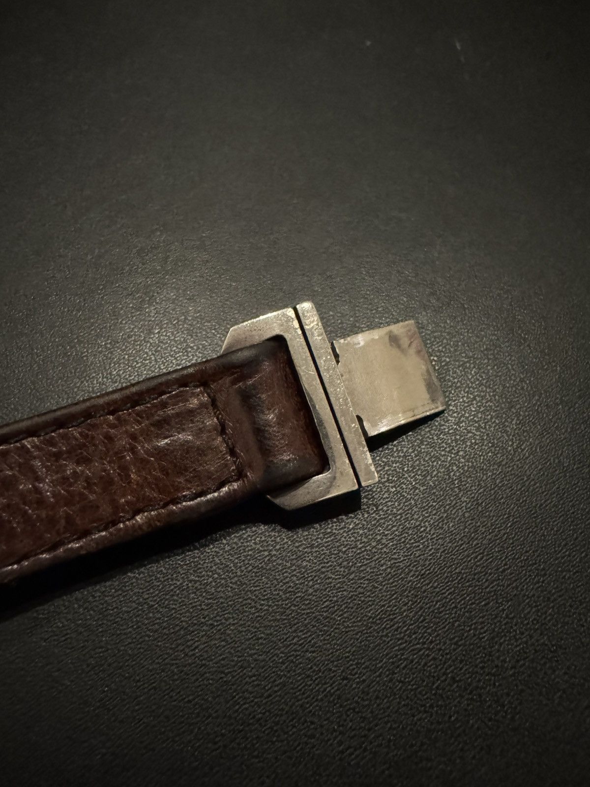 Chrome Hearts Chrome Hearts Brown Leather Harness Clasp Bracelet Silver Size ONE SIZE - 5 Thumbnail