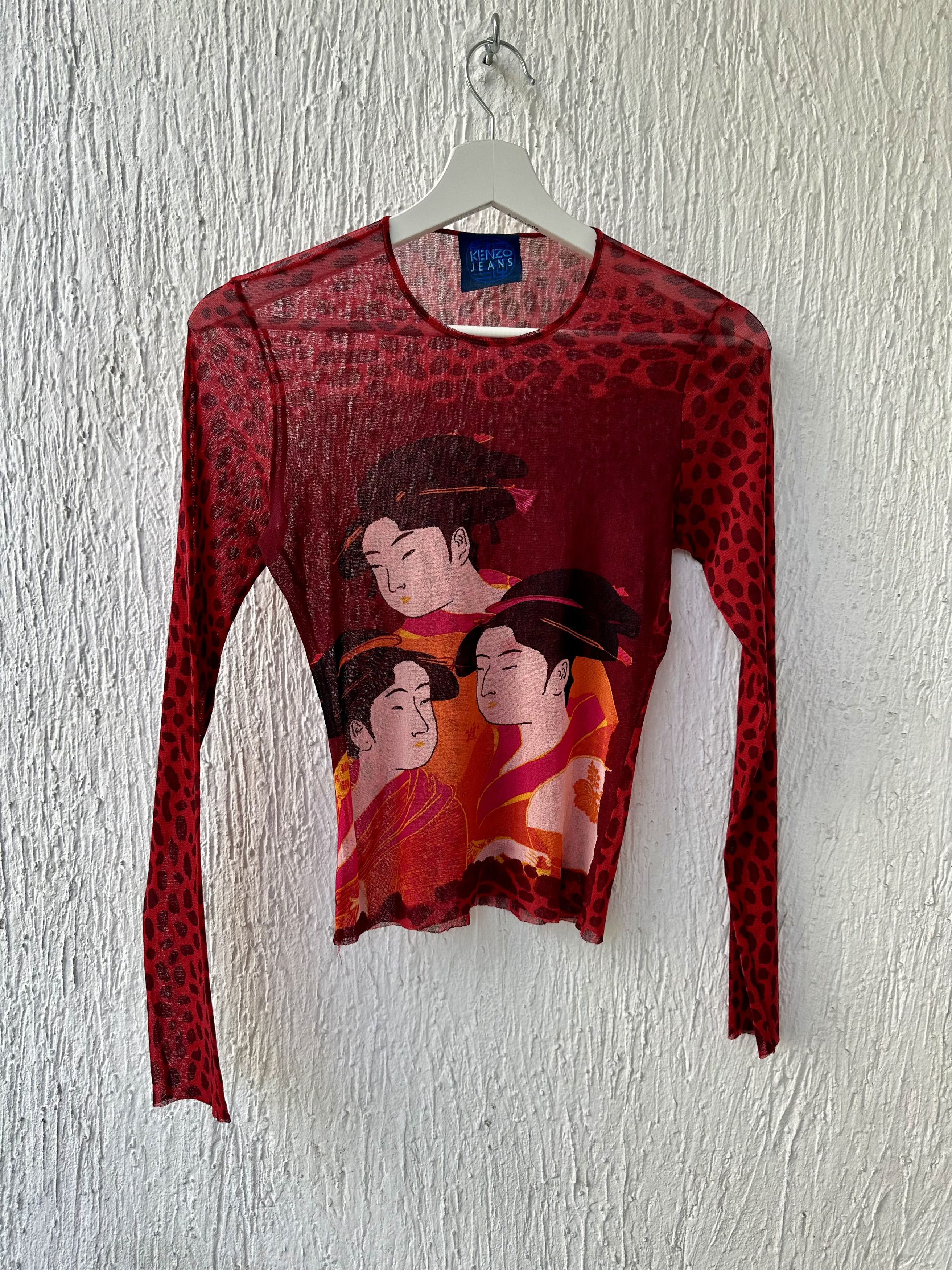 Kenzo vintage geisha print mesh longsleeeve top Size M / US 6-8 / IT 42-44 - 1 Thumbnail