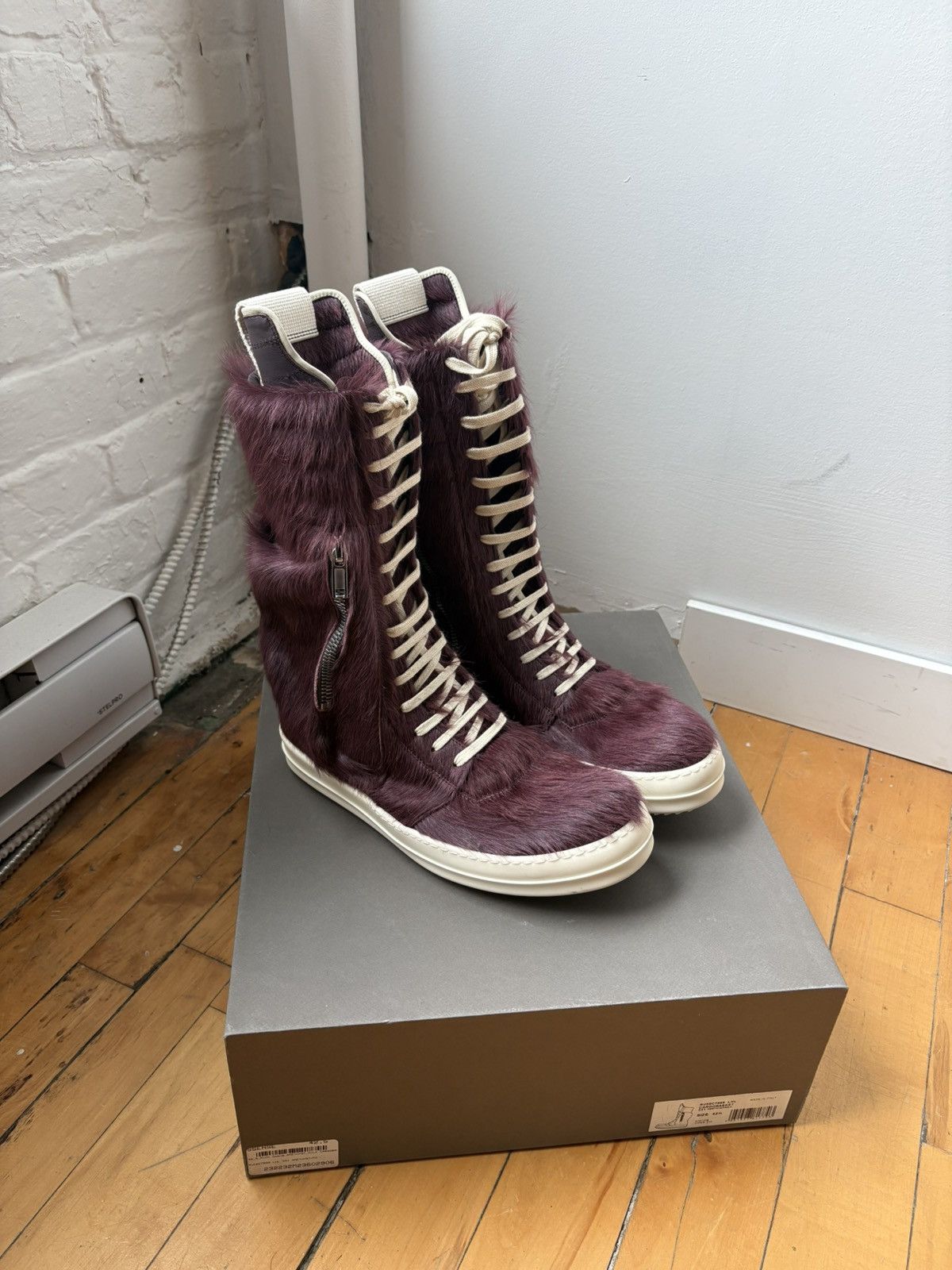 Rick Owens Rick Owens FW23 "Luxor" Amethyst Pony Hair Cargo Geobasket Size US 9.5 / EU 42-43 - 1 Thumbnail