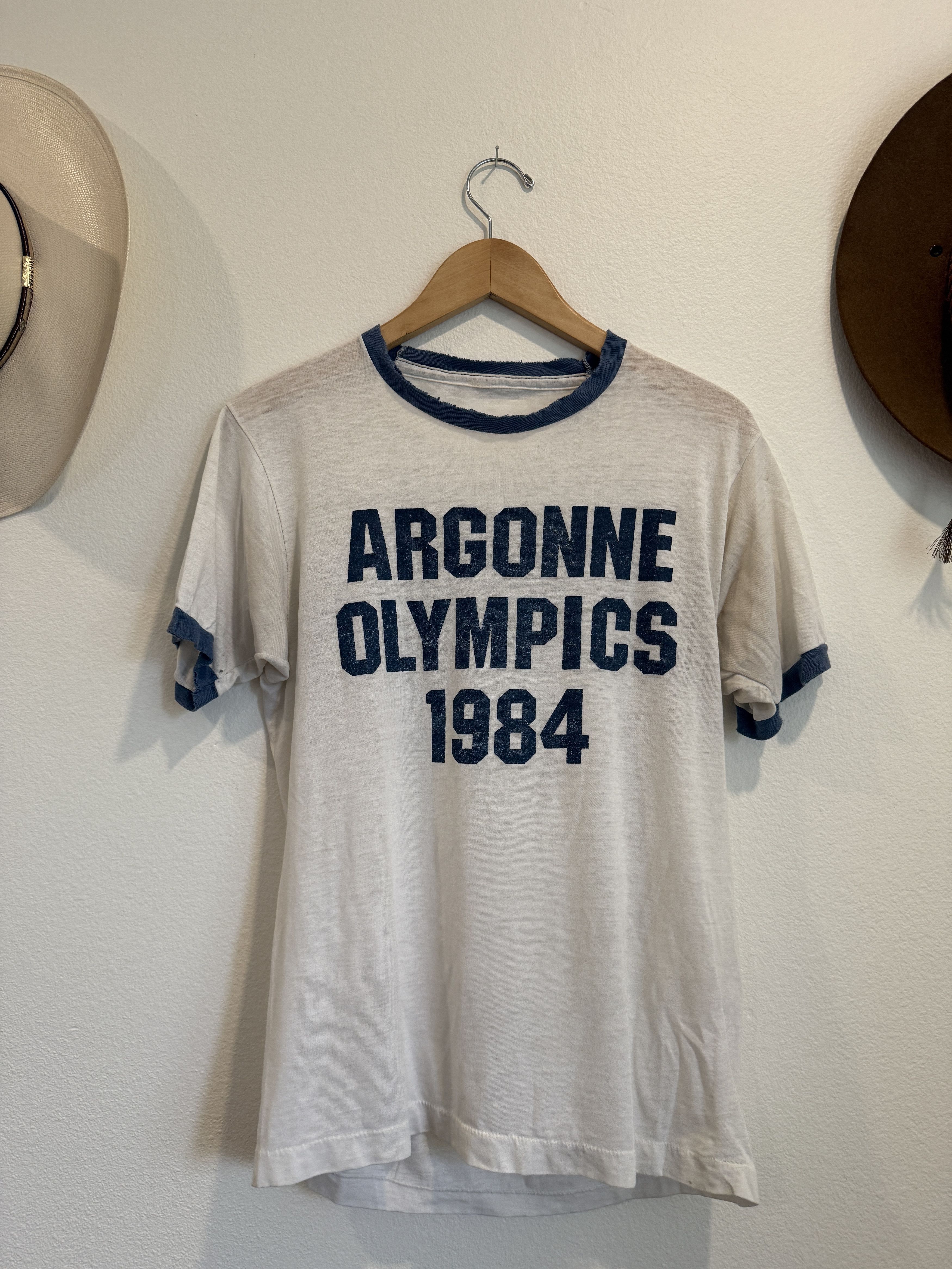 Vintage French "Argonne Olympic 1984" Olympic Ringer T-shirt