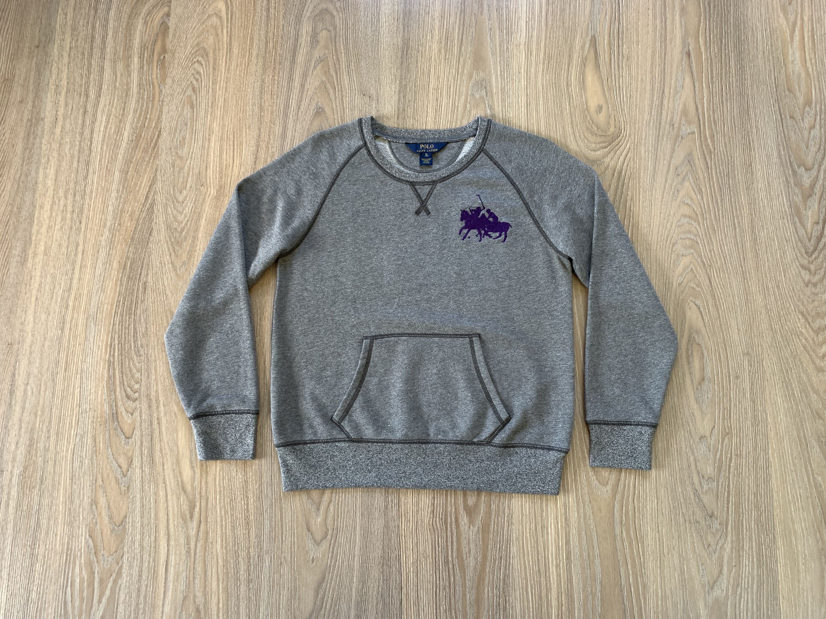 Polo Ralph Lauren × Ralph Lauren × Vintage Ralph Lauren Youth Vintage Grey Cotton Pocket Sweatshirt Size US XXS / EU 40 - 1 Thumbnail