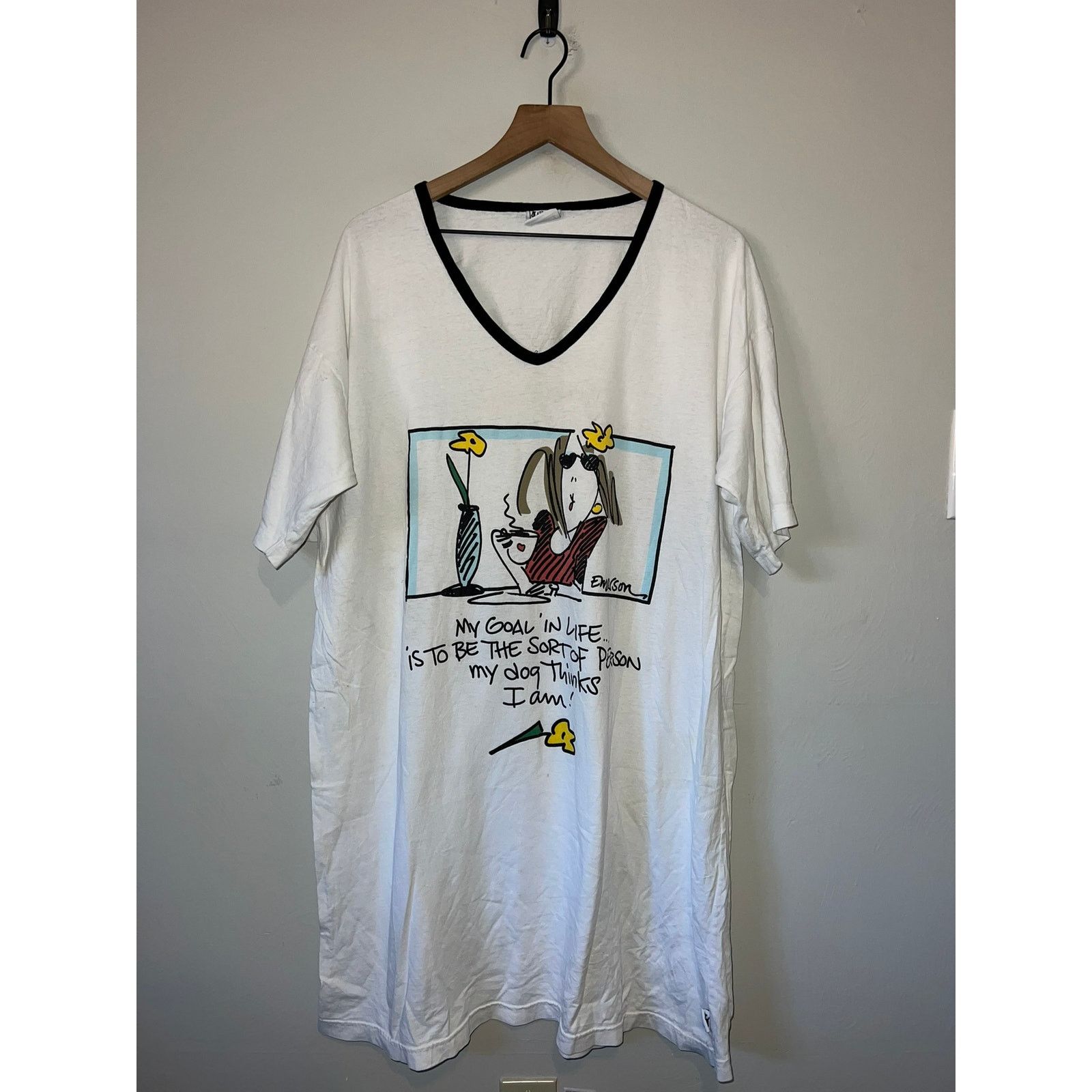 Vintage Womens Vintage Dog Sleep Shirt Girl Graphic Sleeper Long OS Size ONE SIZE - 1 Thumbnail