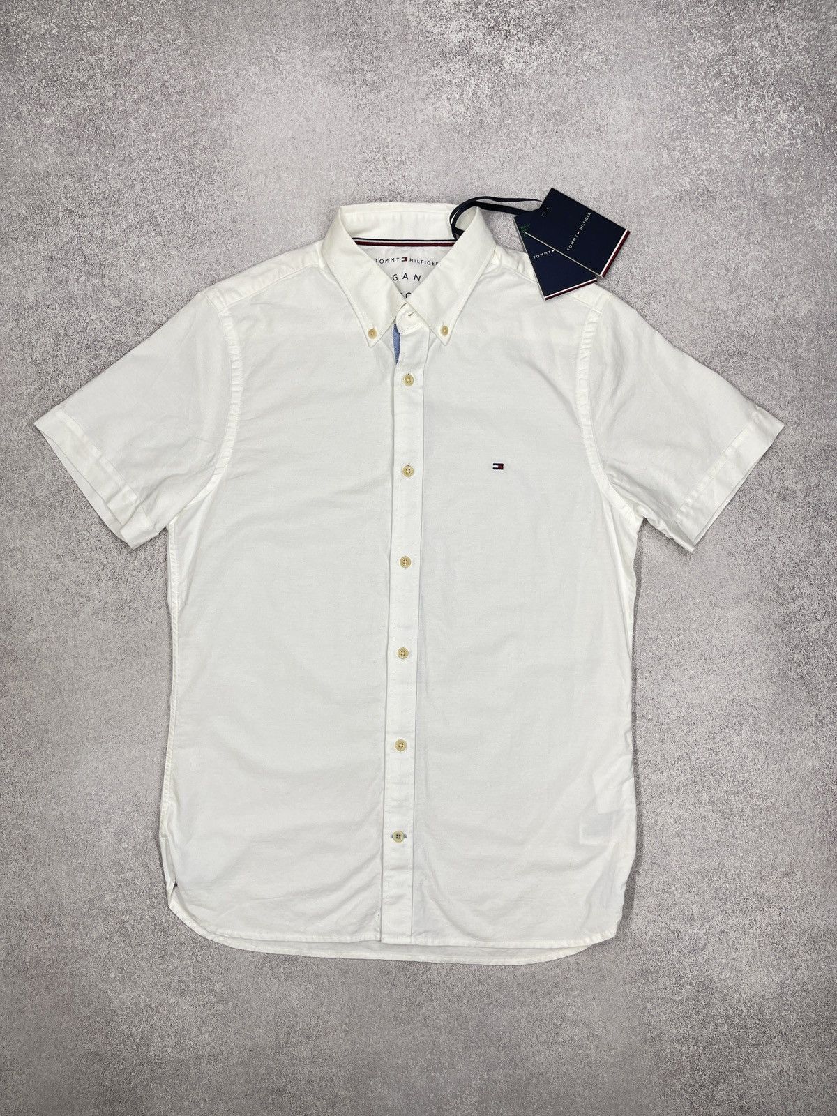 Tommy Hilfiger Mens Tommy Hilfiger Organic Oxford Shirt White slim Fit Size US S / EU 44-46 / 1 - 2 Thumbnail