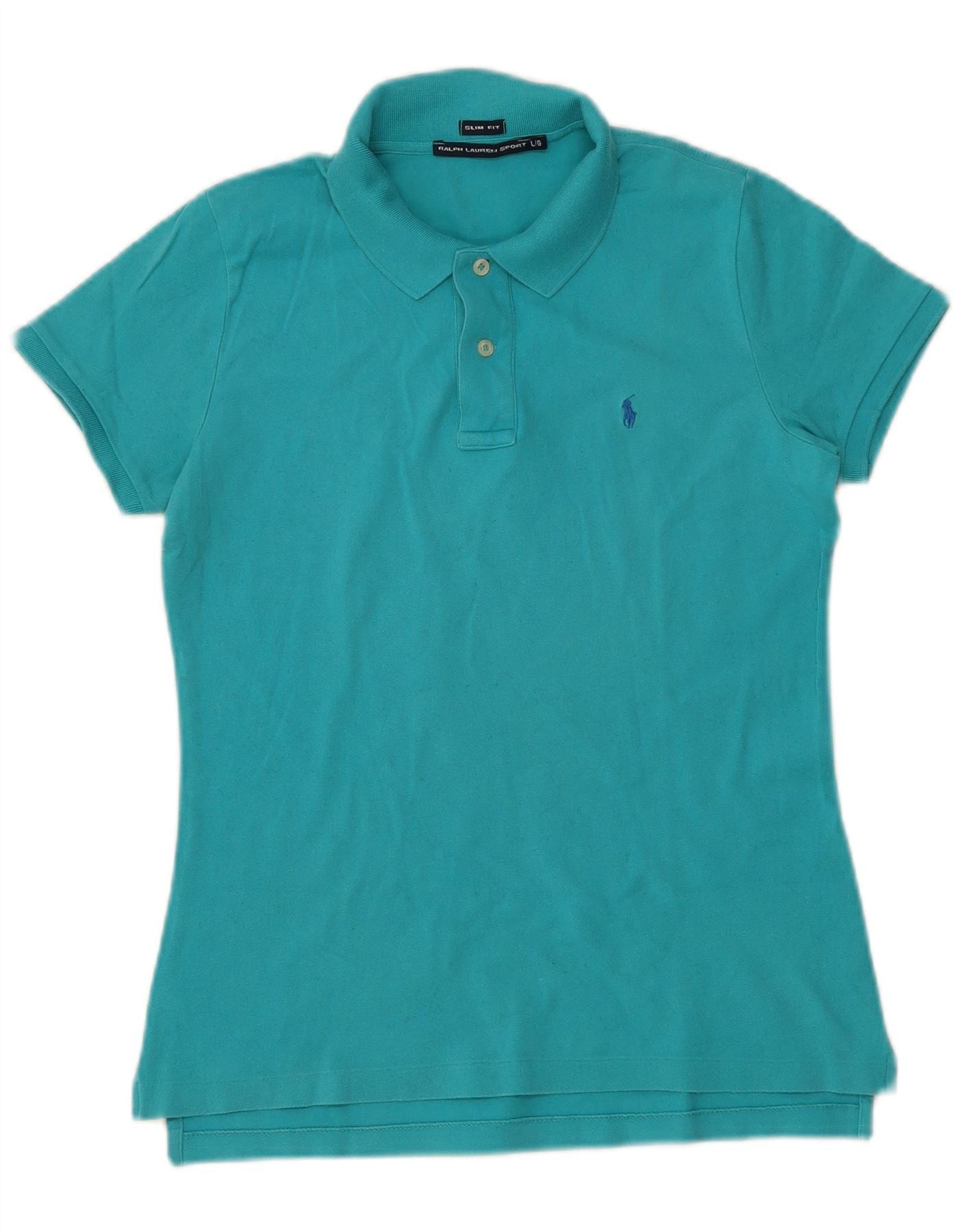 Ralph Lauren Mens Slim Fit Polo Shirt Large Turquoise Cotton Size US L / EU 52-54 / 3 - 1 Thumbnail