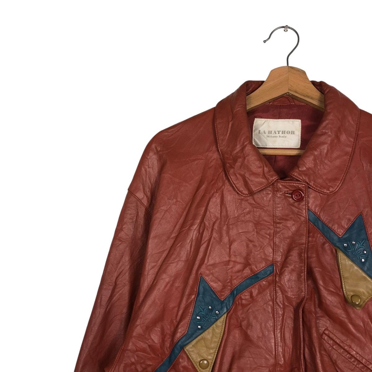Japanese Brand 🔥VINTAGE BIKER LEATHER JACKET LA HATHOR ISSEY MIYAKE Size US M / EU 48-50 / 2 - 9 Thumbnail