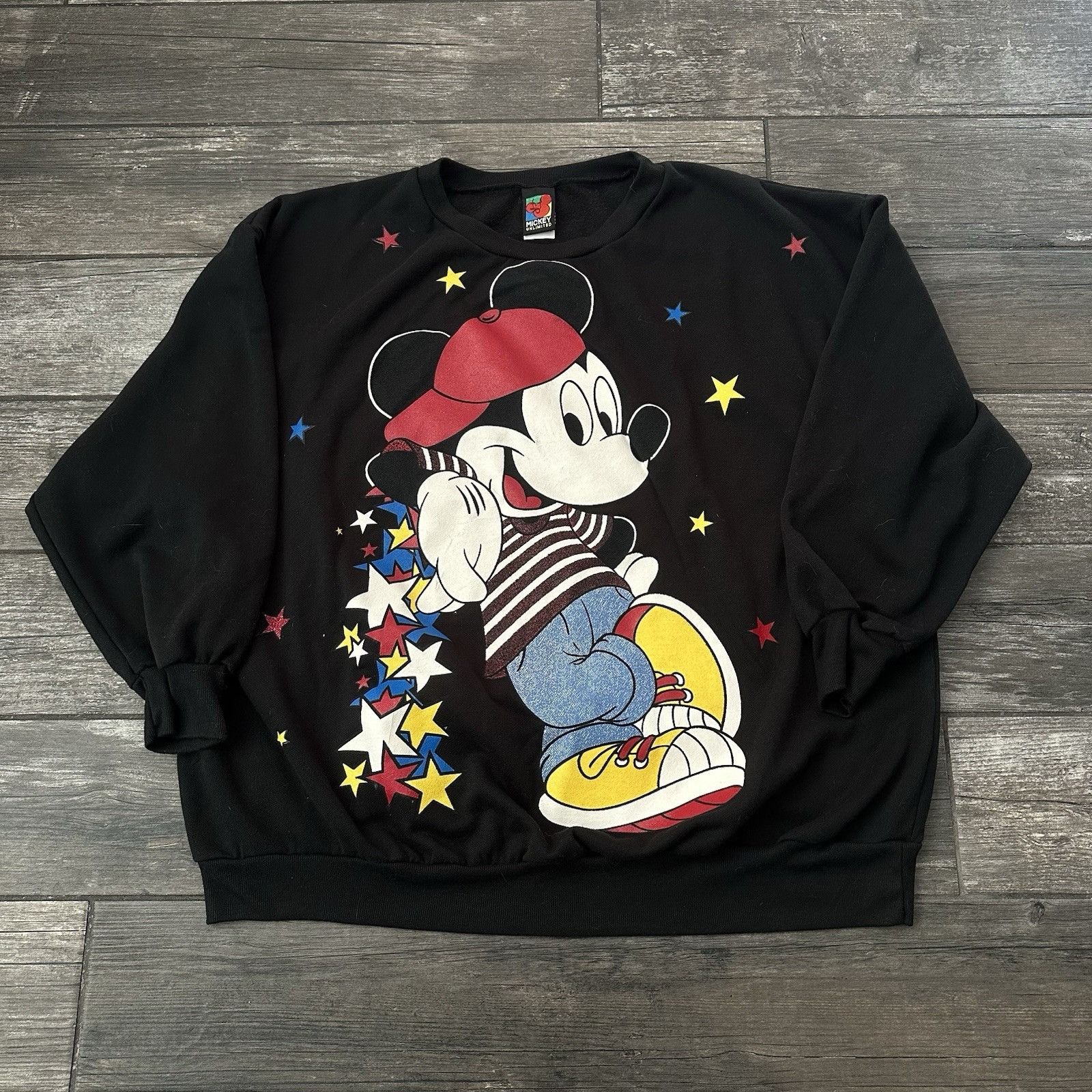 Disney VTG DISNEY MICKEY MOUSE UNLIMITED BLACK PULLOVER SWEATSHIRT Size US XXL / EU 58 / 5 - 2 Thumbnail