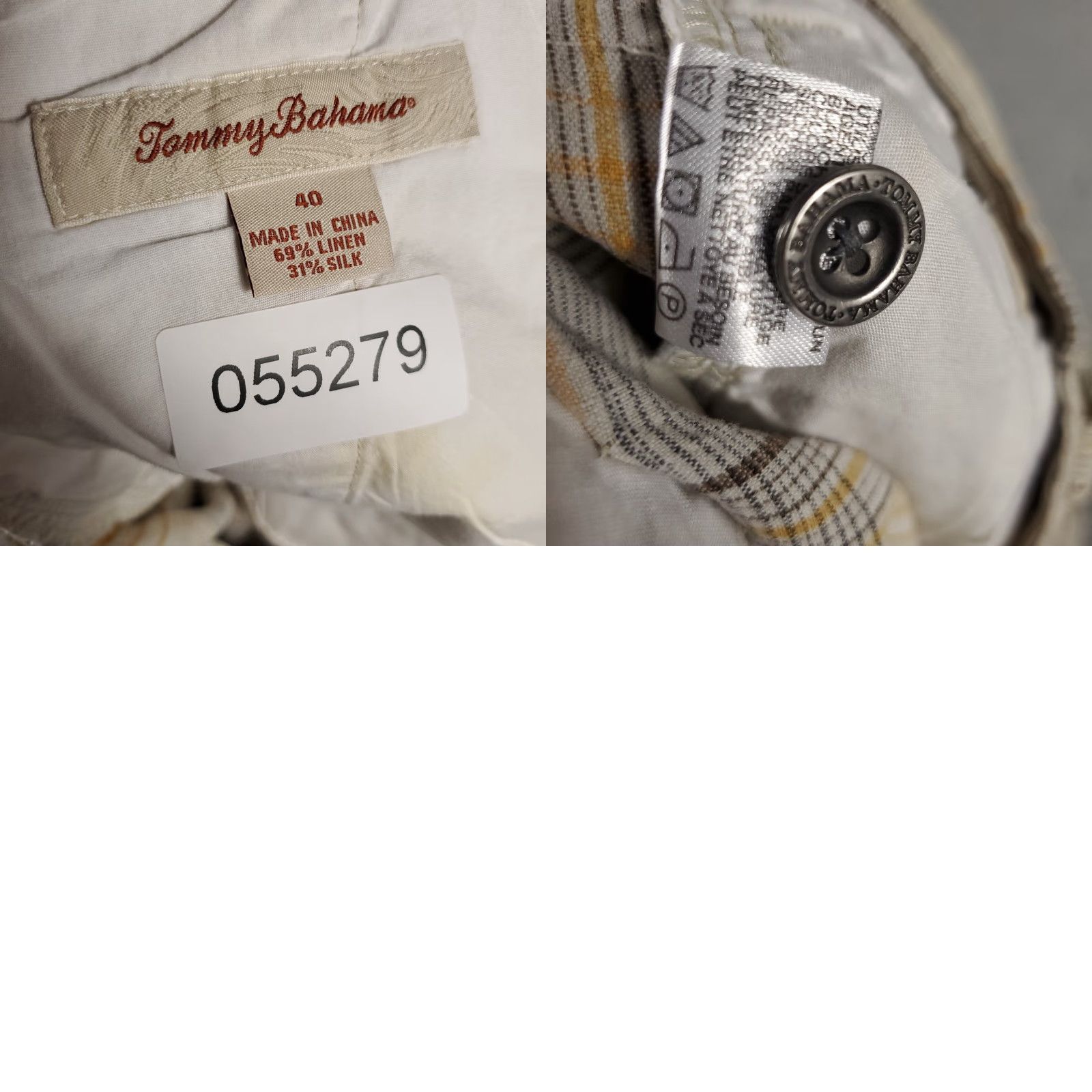 Tommy Bahama VINTAGE Tommy Bahama Shorts Mens 40 Beige Plaid Linen Casual Flat Front Chino Men's Size US 40 / EU 56 - 8 Thumbnail