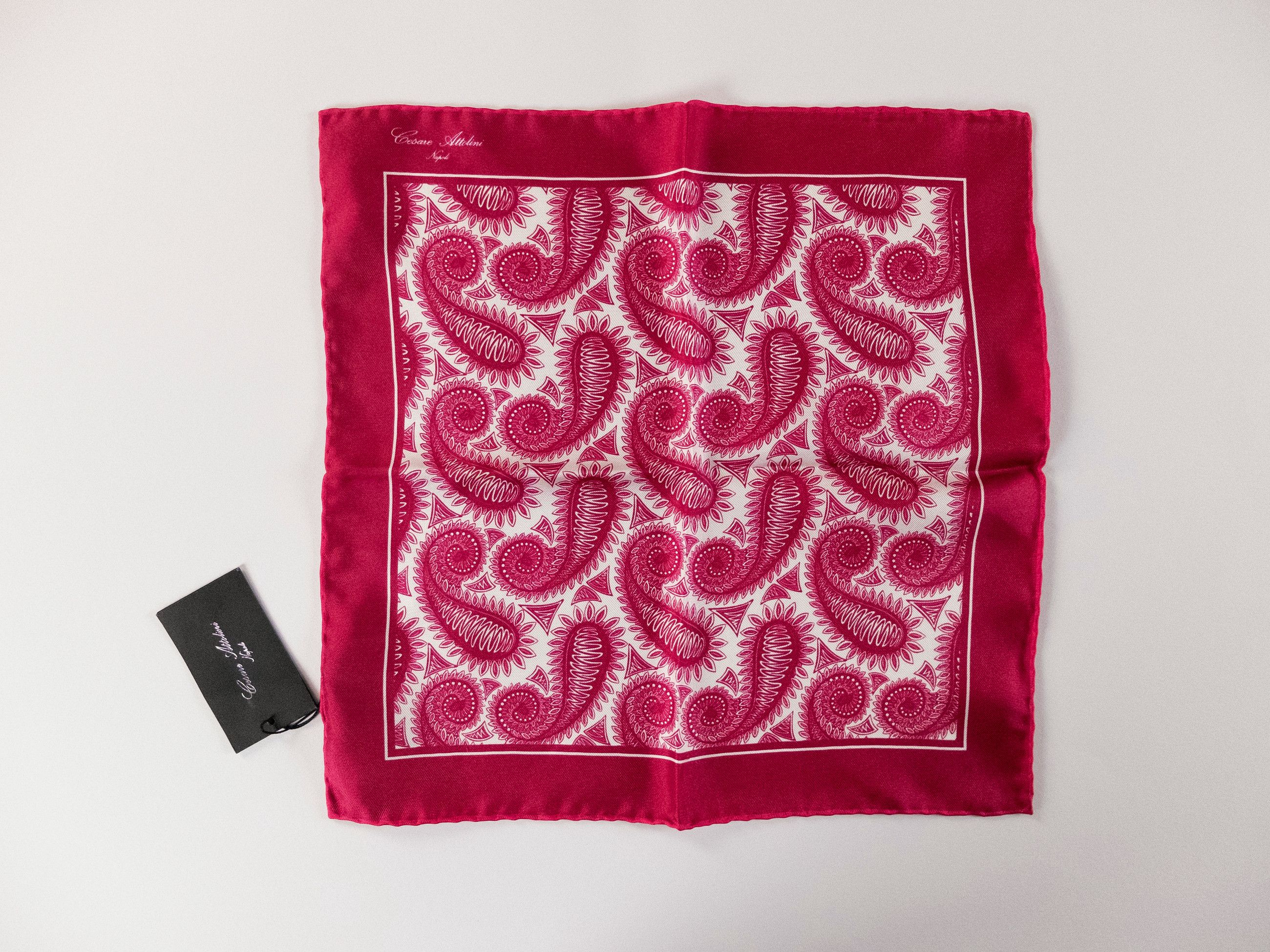 Cesare Attolini CESARE ATTOLINI pink paisley print silk pocket square q Size ONE SIZE - 1 Thumbnail