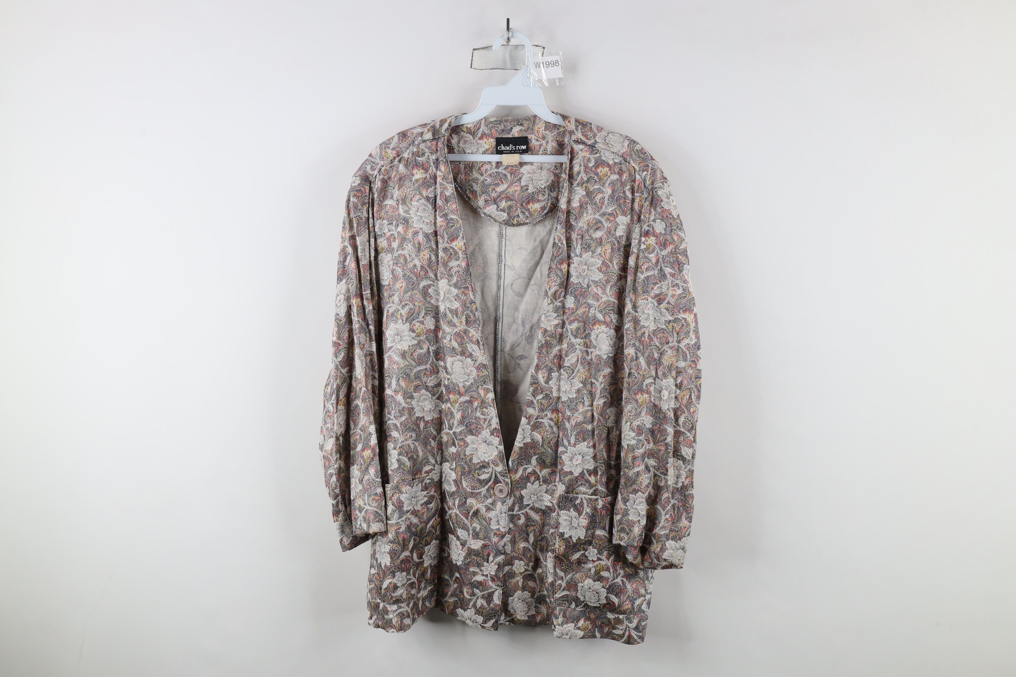 Vintage Vintage 90s Streetwear Rainbow Flower Knit Blazer Jacket USA Size 4XL / US 24-26 - 1 Thumbnail