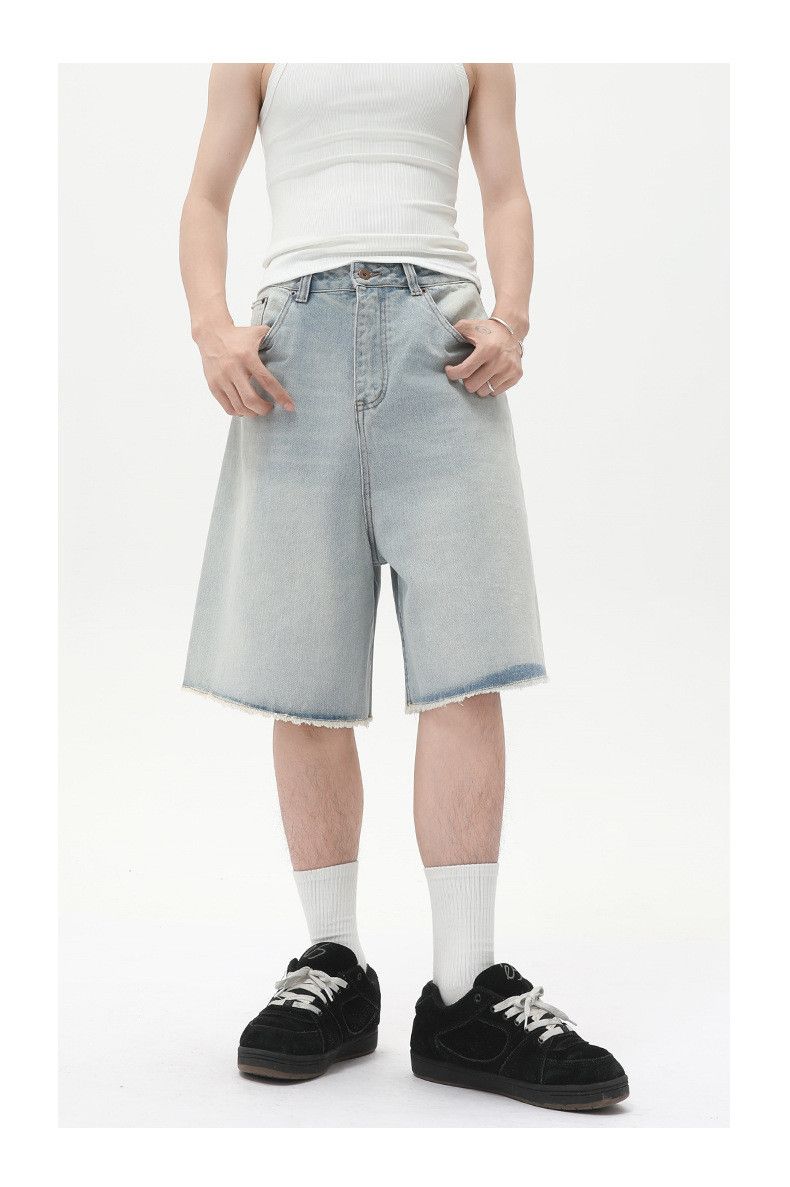 Japanese Brand × Jean Distressed vintage loose straight-leg men's denim shorts Size US 32 / EU 48 - 1 Thumbnail