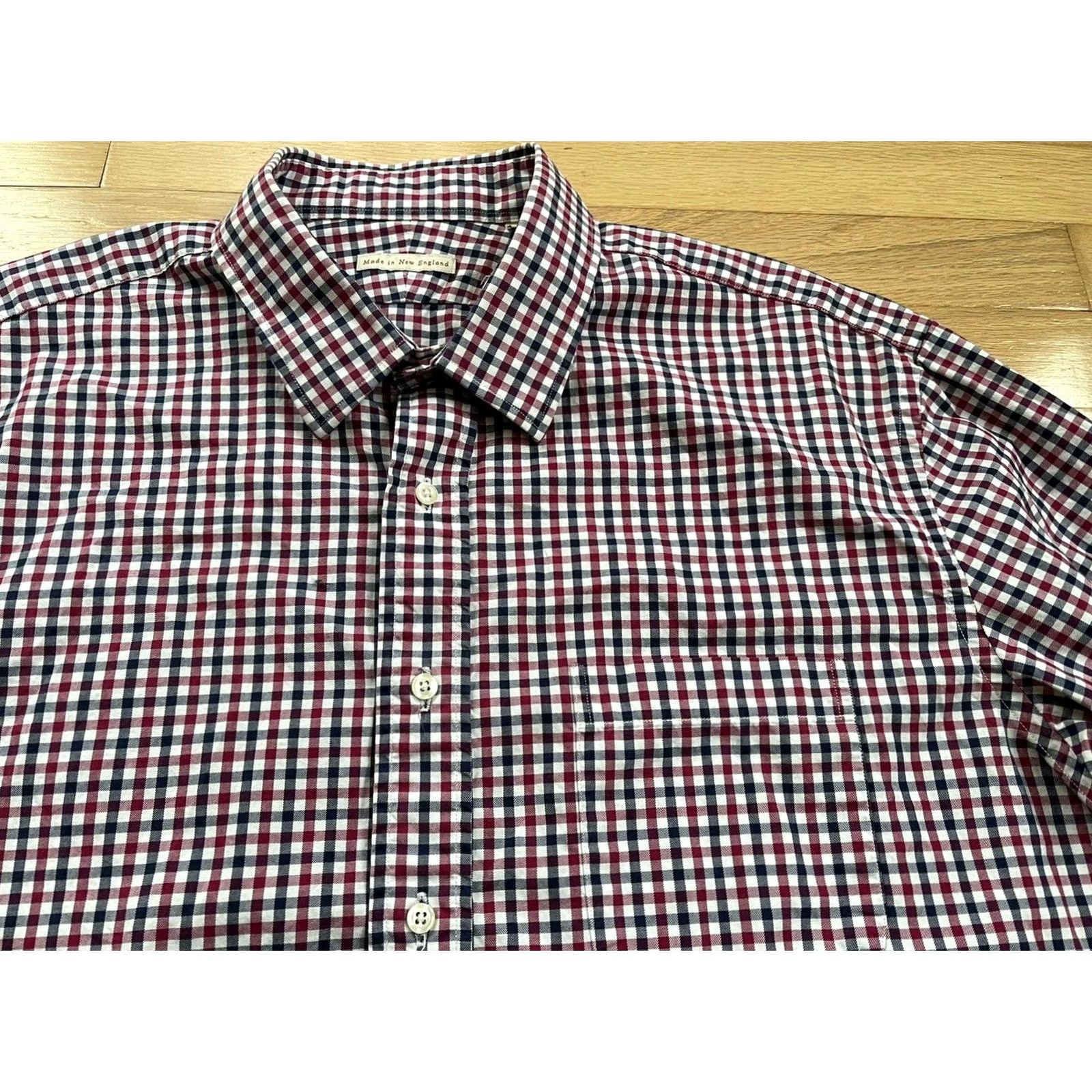 Vintage New England Shirt Co Gingham Check Button Up Shirt Men's XLarge XL Size 46R - 3 Thumbnail