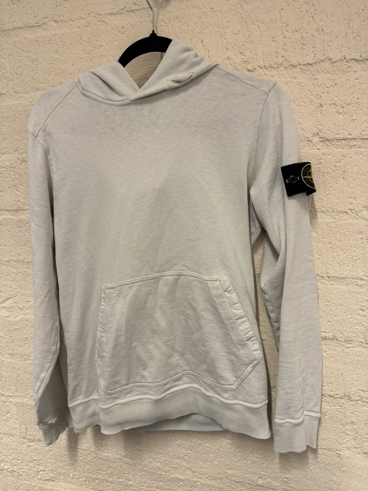 image of Stone Island Garment Dyed Hoodie in Grey, Men's (Size Small)