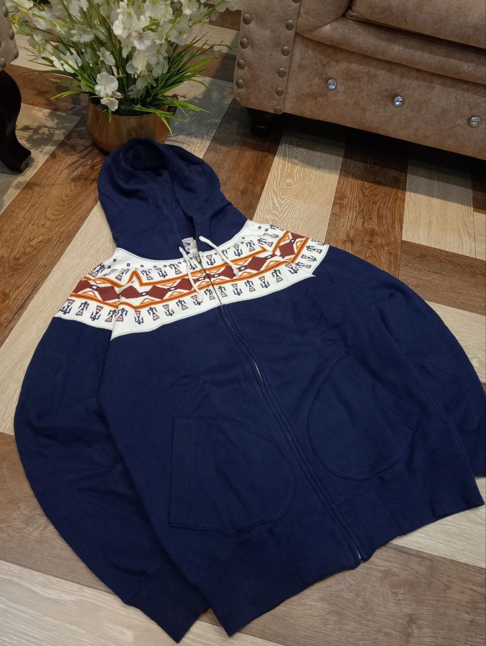 Pherrow's JAPANESE PHERROW'S STORMY BLUE NAVAJO PATTERN HOODIE Size US M / EU 48-50 / 2 - 2 Thumbnail