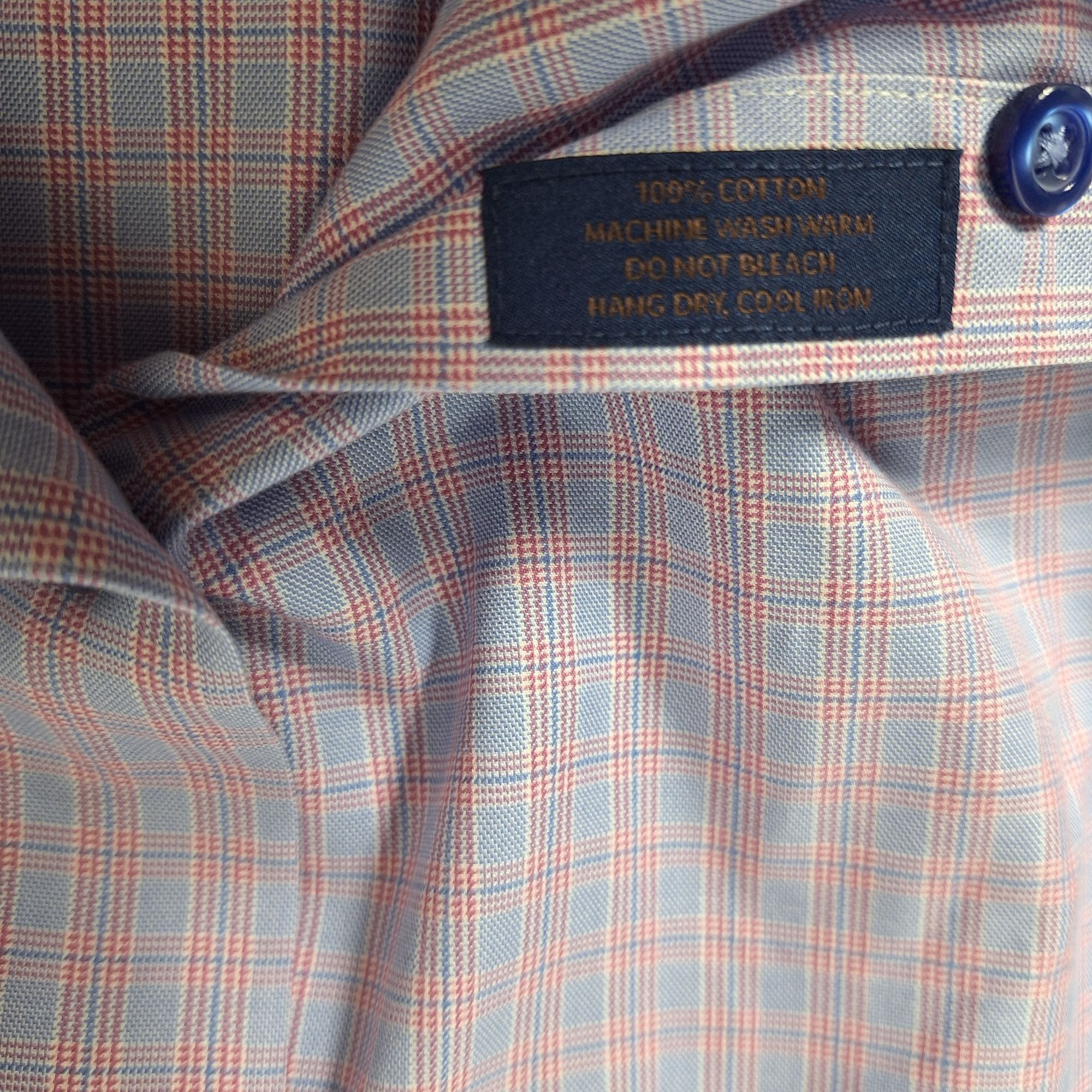 David Donahue David Donahue Dress Shirt Blue Red Micro Plaid Cotton Luxe Q Size US L / EU 52-54 / 3 - 6 Thumbnail