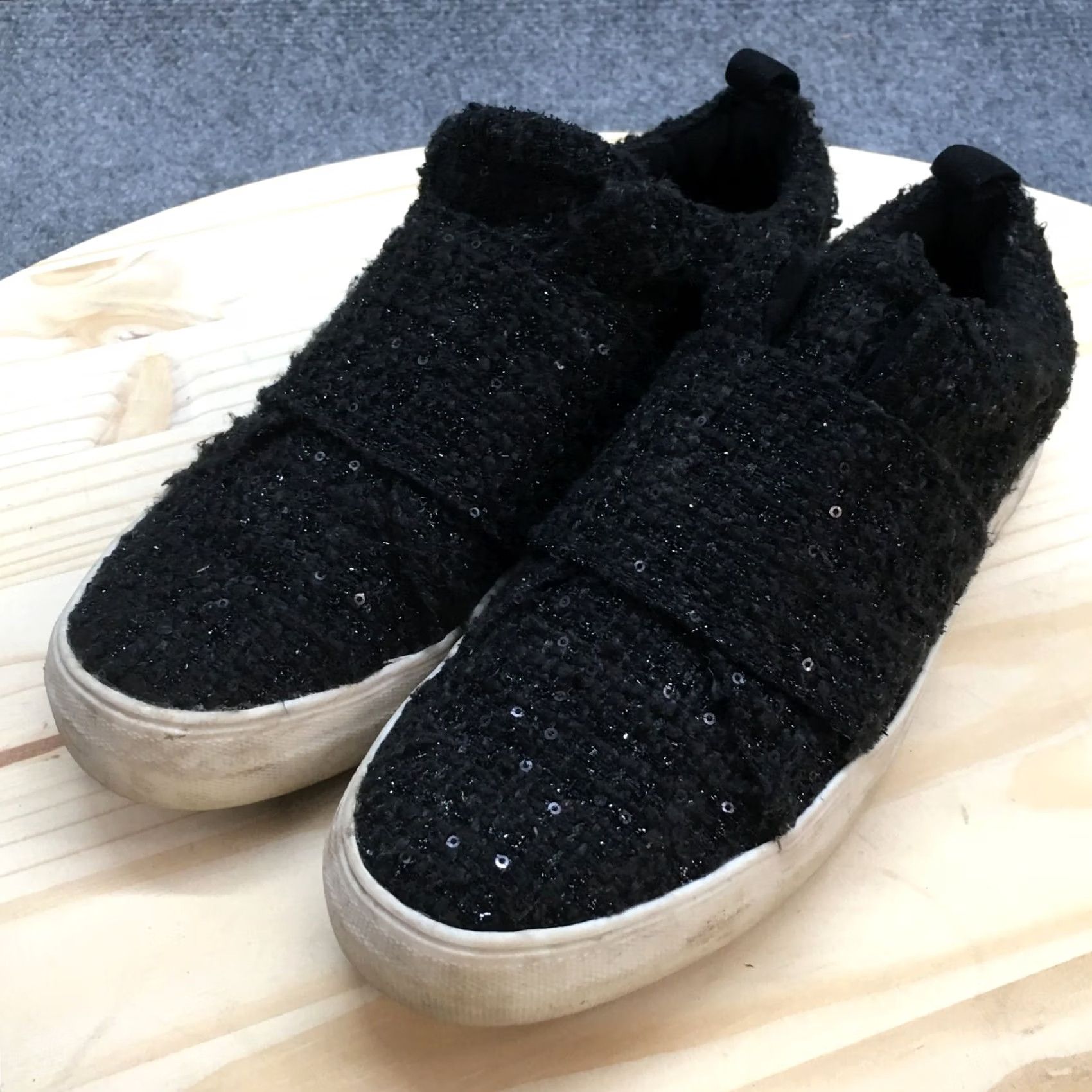 Dolce Vita Dolce Vita Womens Low Top Sneakers Black Fabric Snap Casual Comfort Shoes Size L / US 10 / IT 46 - 3 Thumbnail