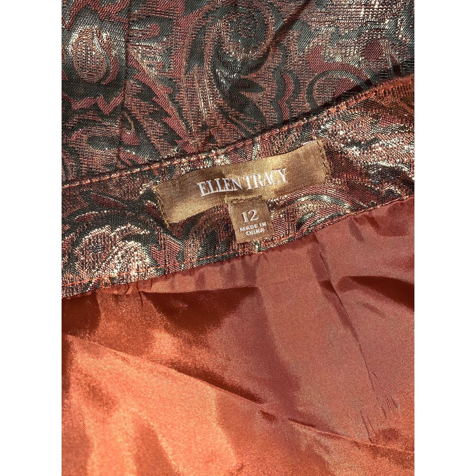 Ellen Tracy Ellen Tracy Skirt Women’s 12 Bronze Gold Pleated Metallic Skirt-4228 Size 34" / US 12 / IT 48 - 5 Thumbnail