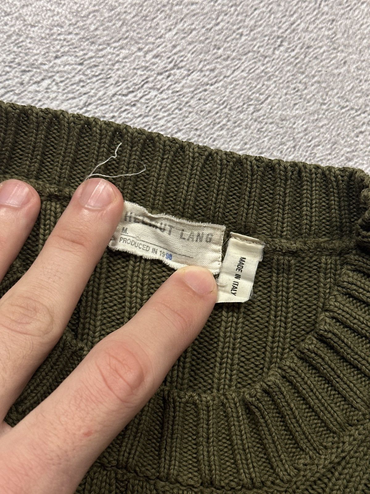 Vintage 1998 Helmut Lang Iconic Military Army Ribbed Sweater display picture 1