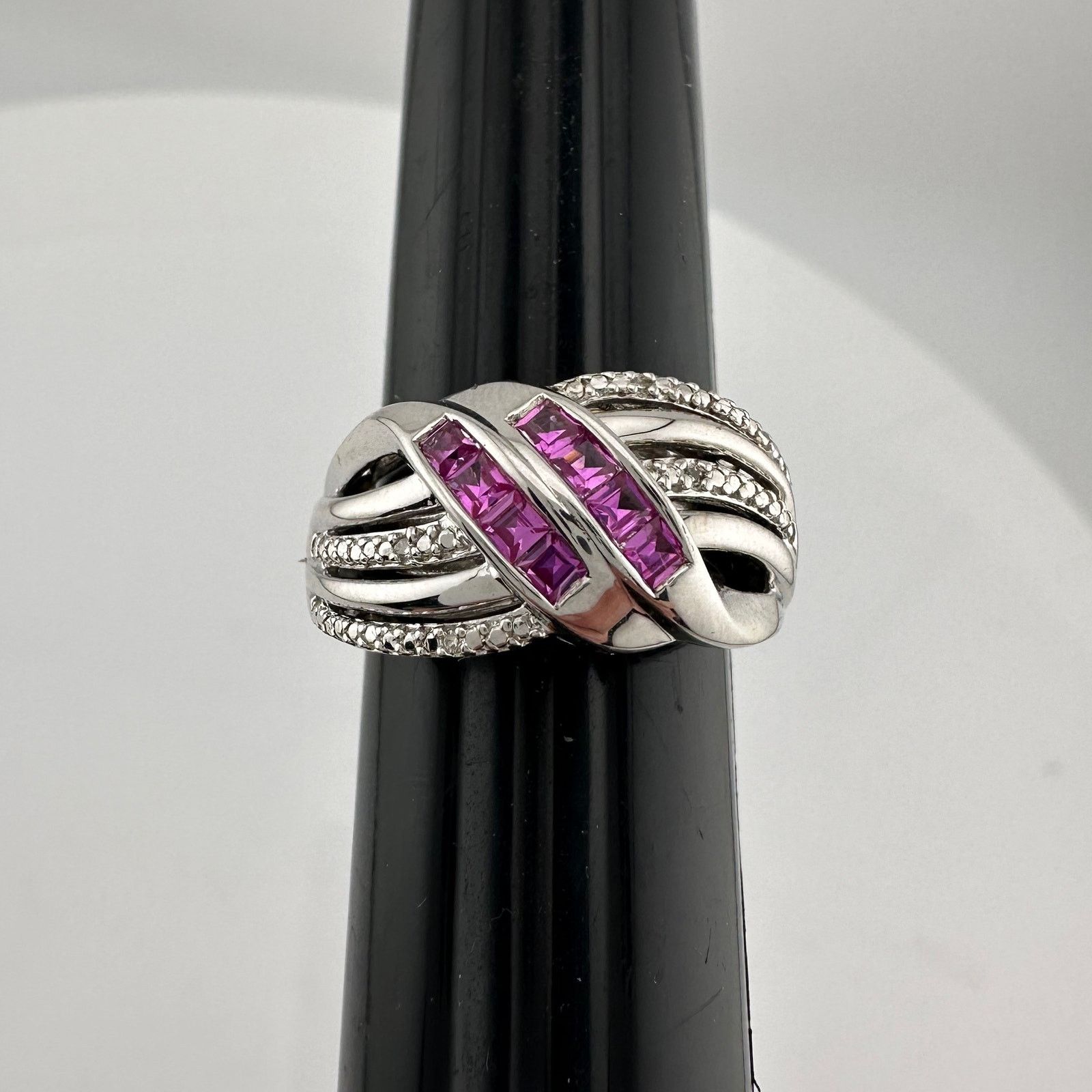 Other Detailed Lab Created Pink Sapphire and Sterling Ring Size 7 Size ONE SIZE - 13 Thumbnail