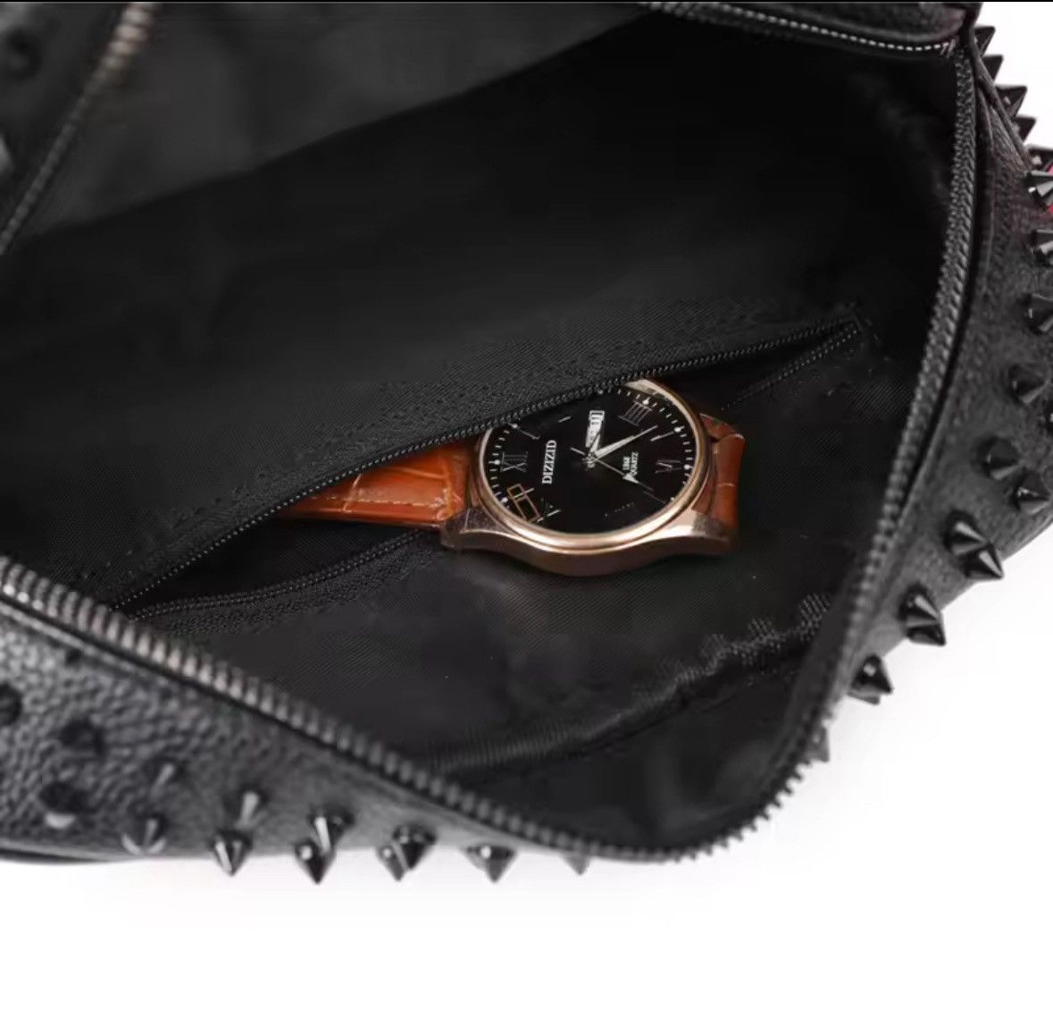 Vintage Fashion Rivet Design Men Bag High Quality PU Leather Clutch Size ONE SIZE - 5 Thumbnail