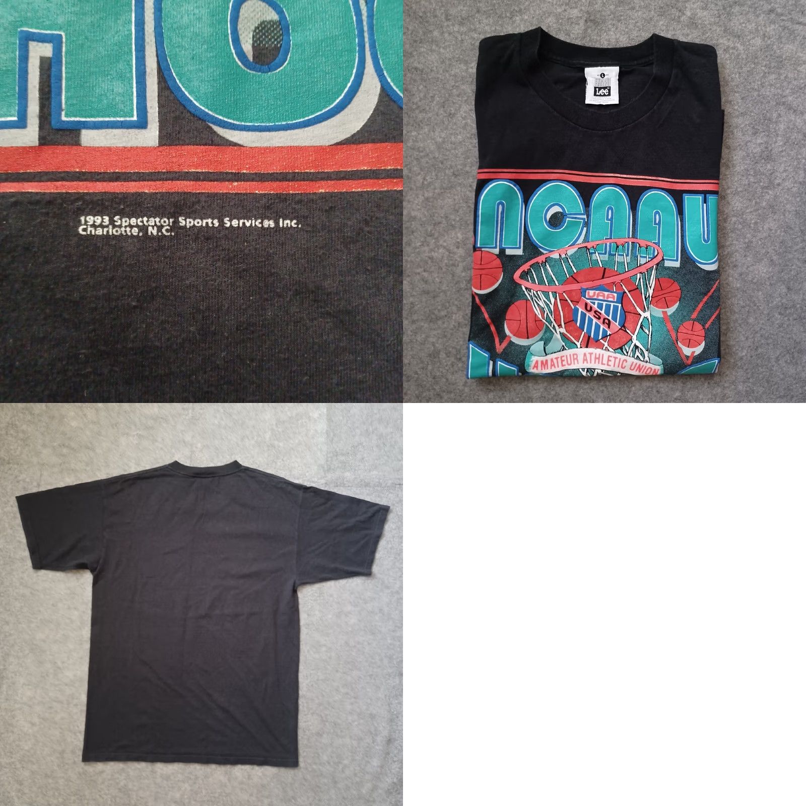 Lee Vintage Lee NCAAU Hoops Shirt Mens Large Black UAA USA Short Sleeve 90s T Size US L / EU 52-54 / 3 - 9 Thumbnail