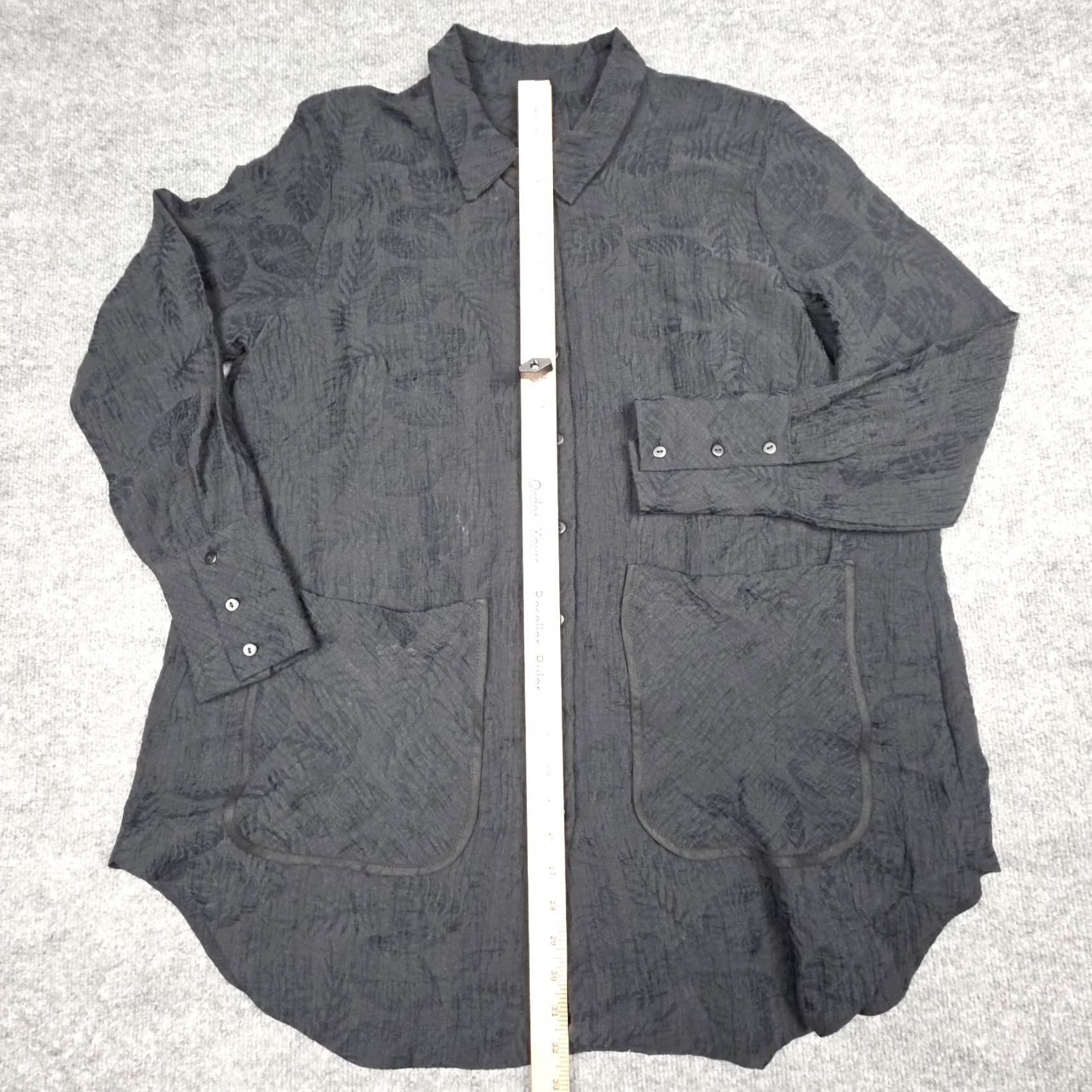Vintage GERSHON BRAM Alice Shirt Women's Large Black Button Up Textured Knit Viscose NWT Size L / US 10 / IT 46 - 6 Thumbnail