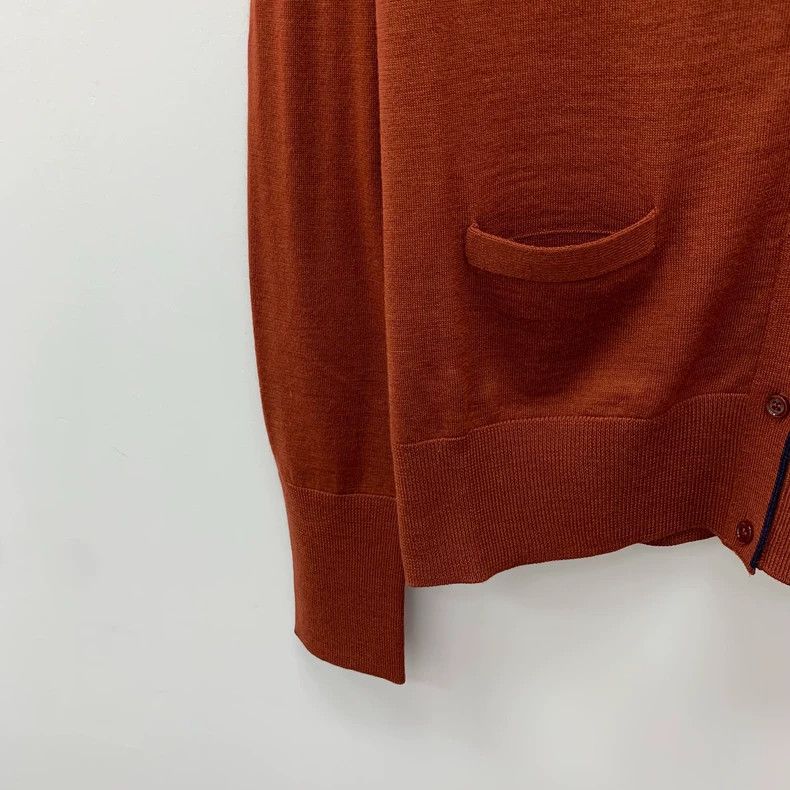 Loro Piana LORO PIANA Brown V-neck single row knit cardigan coat with Size M / US 6-8 / IT 42-44 - 4 Thumbnail