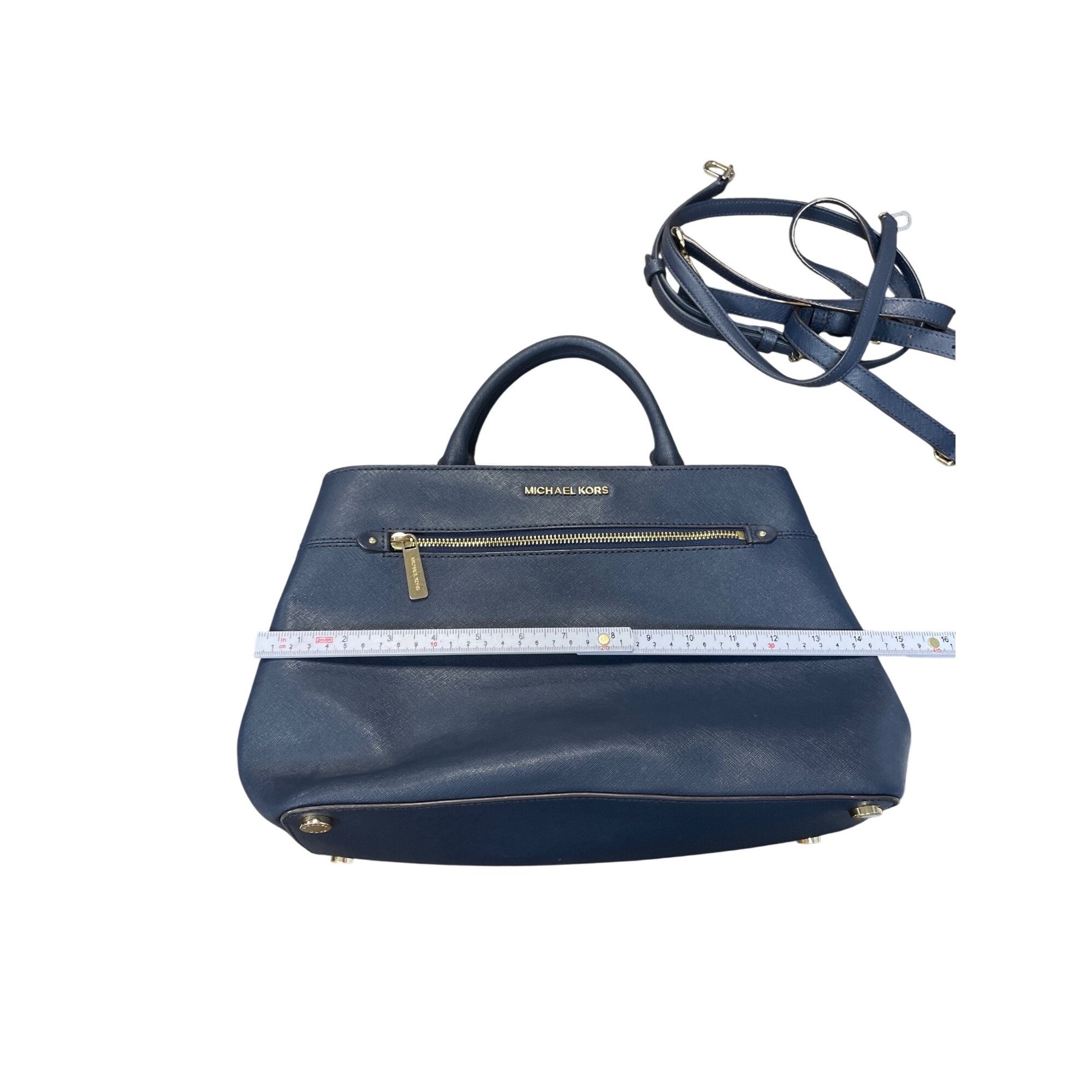 Michael Kors Michael Kors Womans Navy Blue Saffiano Leather Satchell Cros Size ONE SIZE - 6 Thumbnail