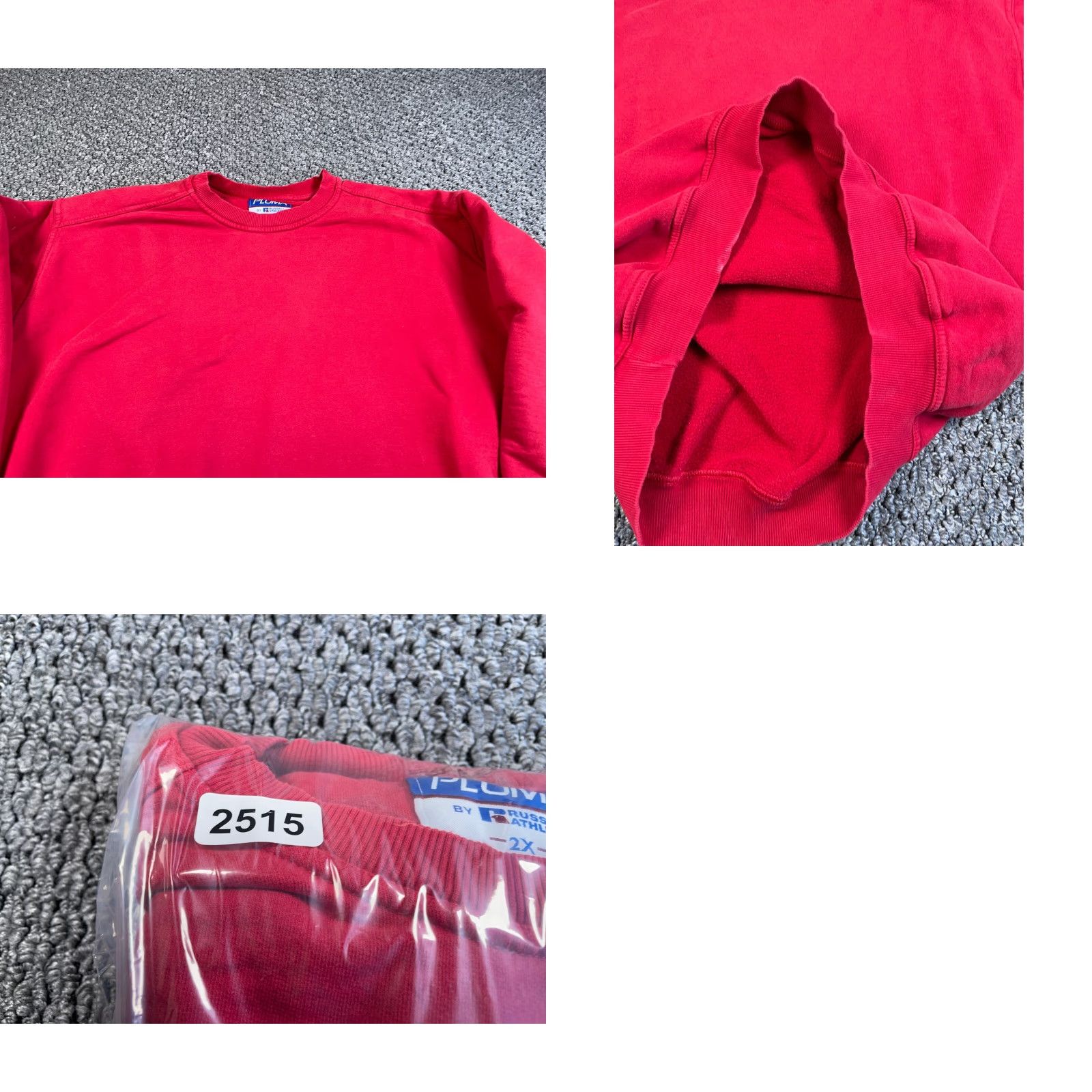 Russell Athletic VINTAGE Distressed Russell Athletic Pluma Sweatshirt Adult 2X Red Crewneck Heavy Cotton-Polyester Blend Mens Sweatshirt 90s Retro Size US XXL / EU 58 / 5 - 10 Thumbnail