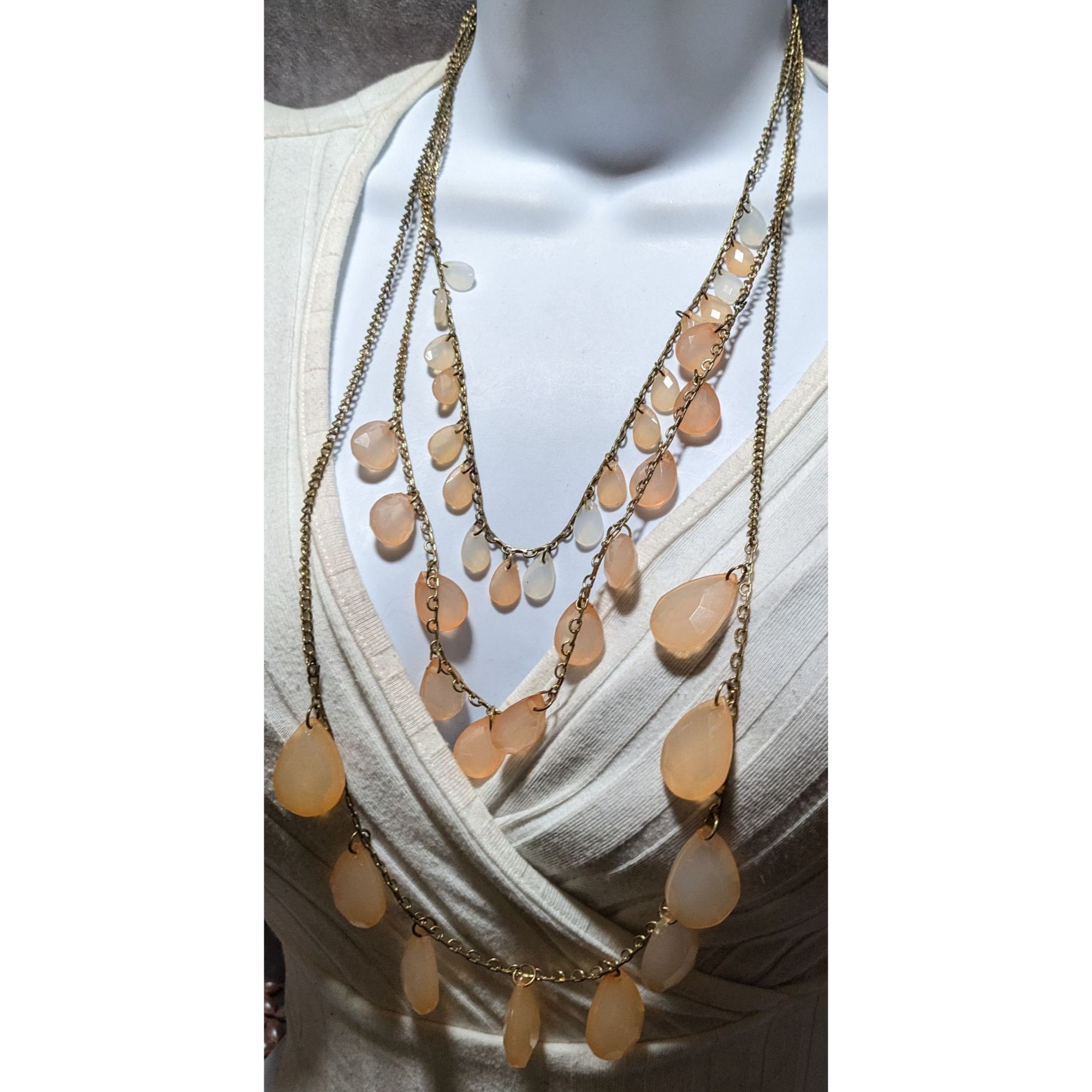 Other Bohemian Layered Necklace With Peach Teardrop Beads Size ONE SIZE - 9 Thumbnail