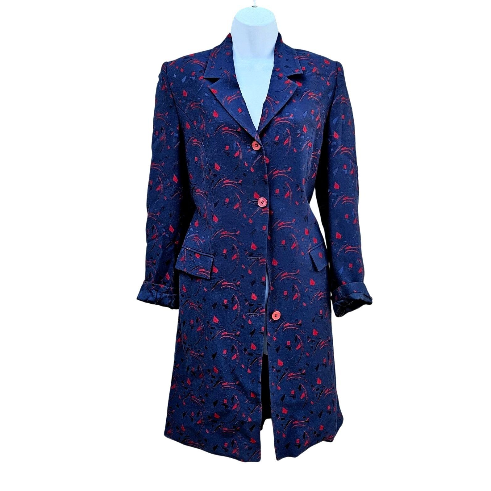 Vintage Vintage Turkish Tekbir Modest Coat 80s/90s Navy Red Woven Ja Size M / US 6-8 / IT 42-44 - 1 Thumbnail