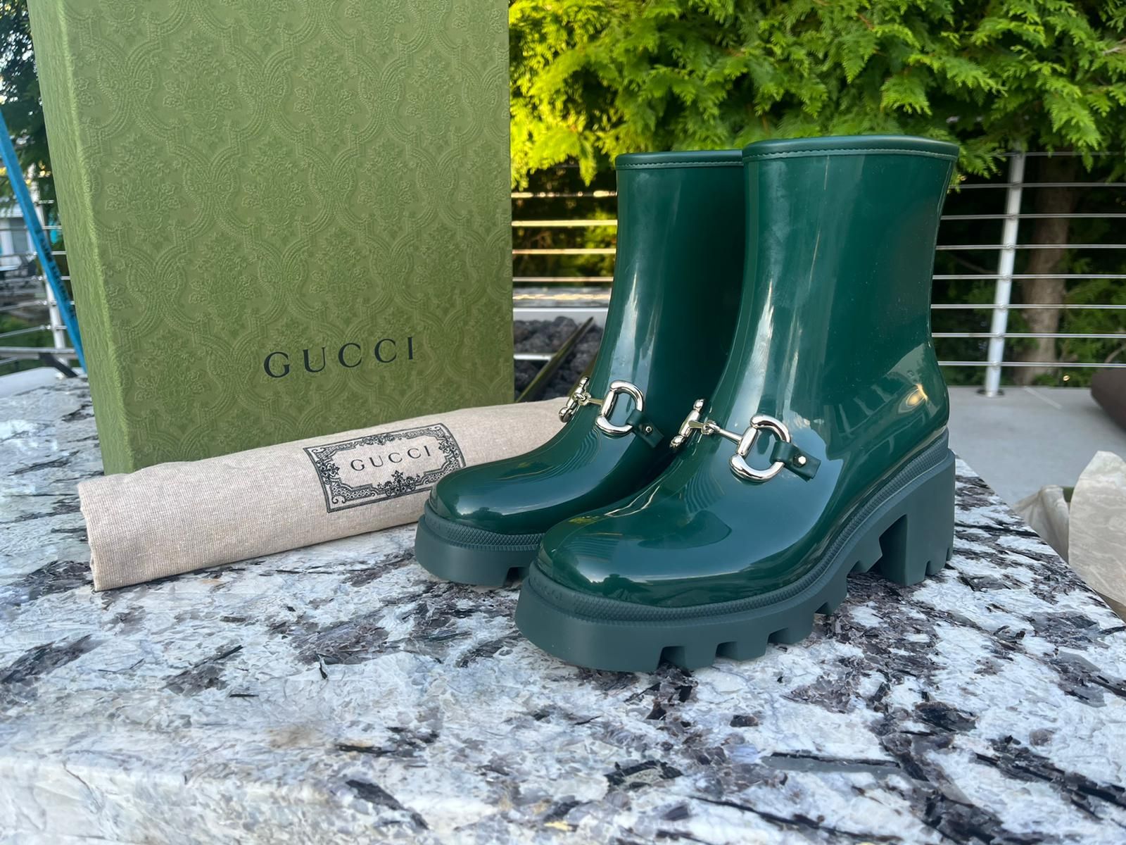 Gucci Horsebit Patent Leather Rainboots in Vintage Green | Grailed
