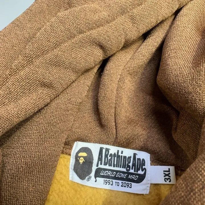 BAPE Unisex Brown Color-Block Logo Hoodie