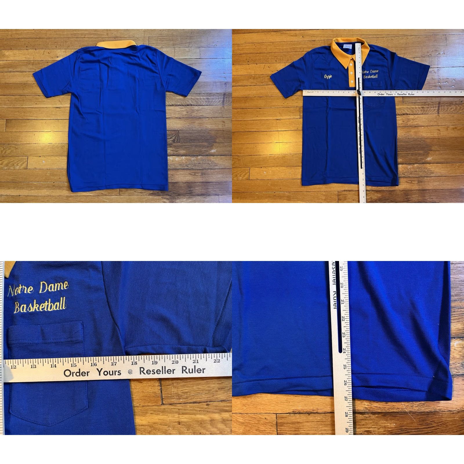Vintage VINTAGE Notre Dame Basketball Polo Shirt Men’s M Blue Gold 80s USA Wear-Guard Polo Shirt Mens M Blue 80s Retro Notre Dame Basketball Shirt Size US M / EU 48-50 / 2 - 8 Thumbnail